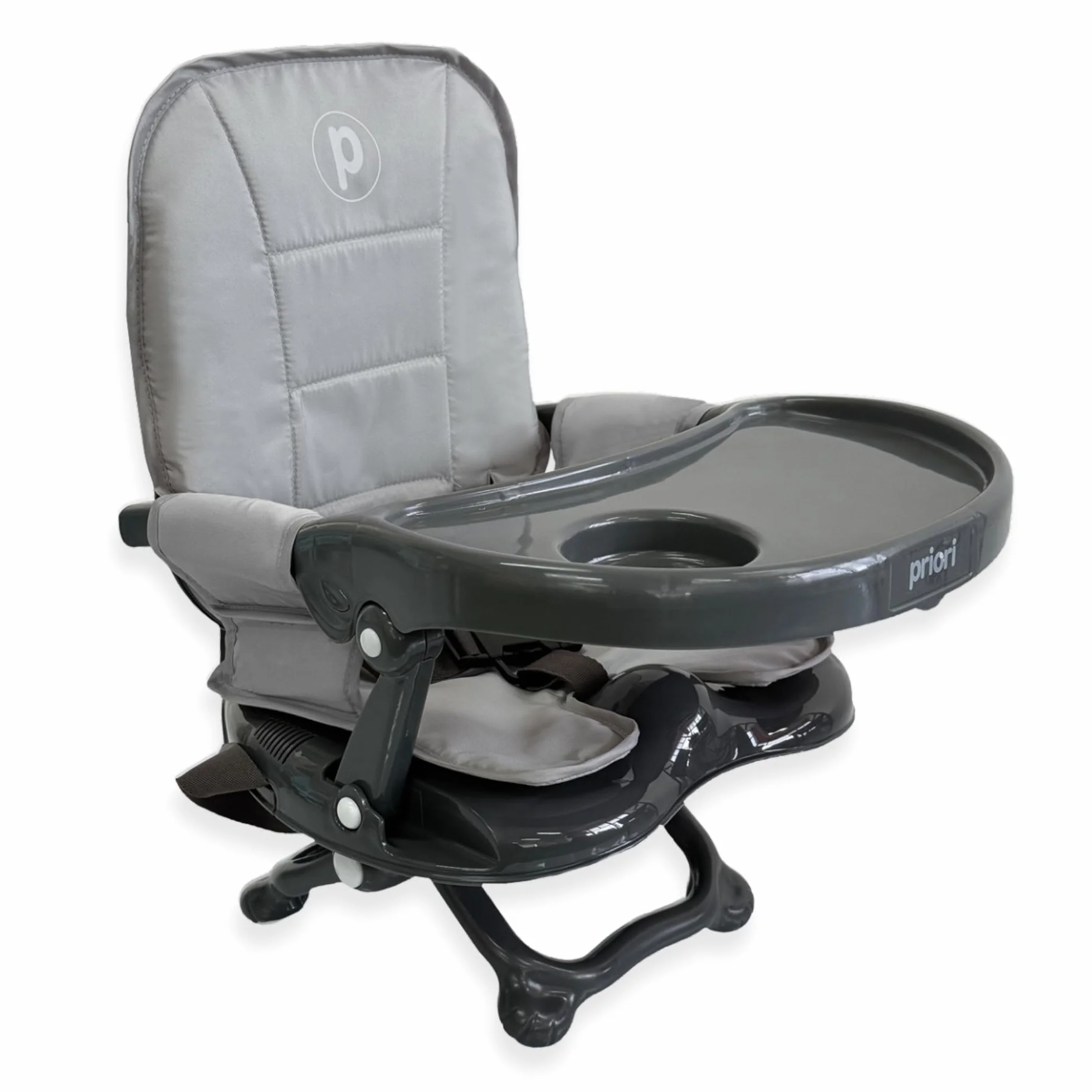 Priori Baby London Seggiolone portatile pieghevole per bambini con gambe ribellibili - Sedile sollevatore per mangiare con imbracatura a 3 punti, cinghie di sicurezza, copertura lavabile, leggera, per