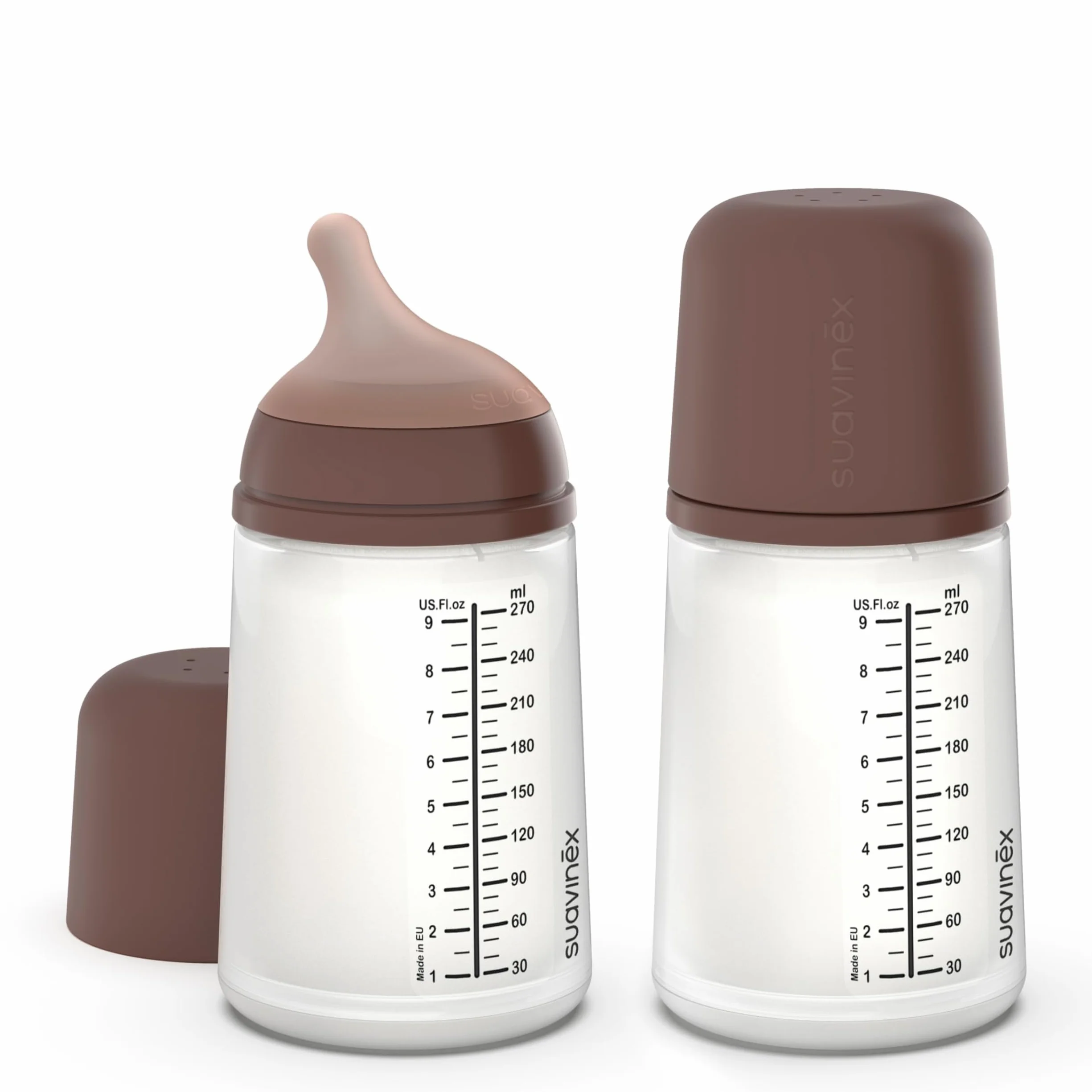 Suavinex, Confezione 2 Biberon Anticolica Zero Zero 270 ml e Tettarella Flusso Medio (M) in Silicone, +3 Mesi, Latte Materno, in Formula e Liquidi a Media Densità, Compatibile con Allattamento, Deep