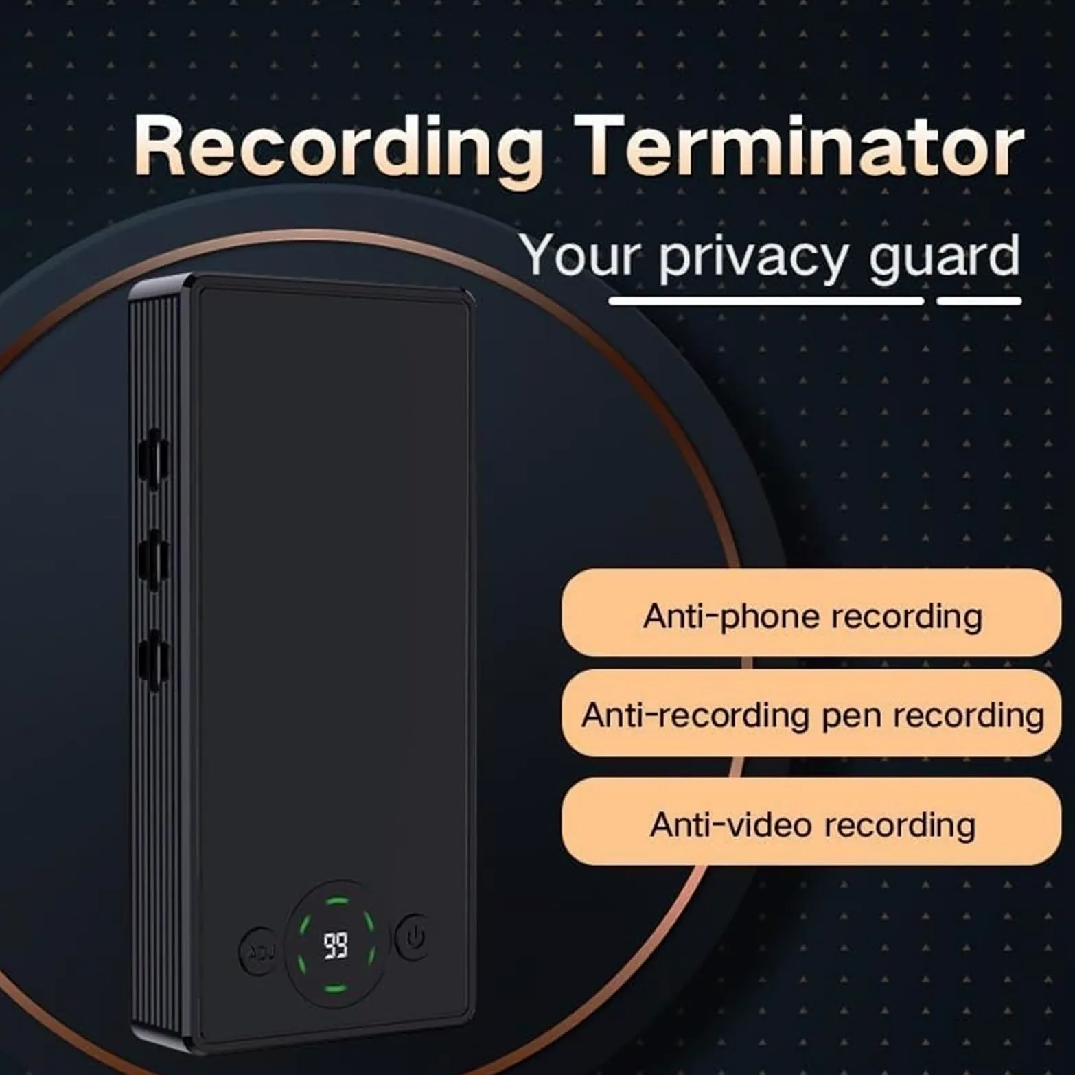 Blocco Audio Con Telecomando Portata 50 M | Dispositivo anti-registrazione con jammer di segnale portatile ad alta capacità for riunioni di lavoro