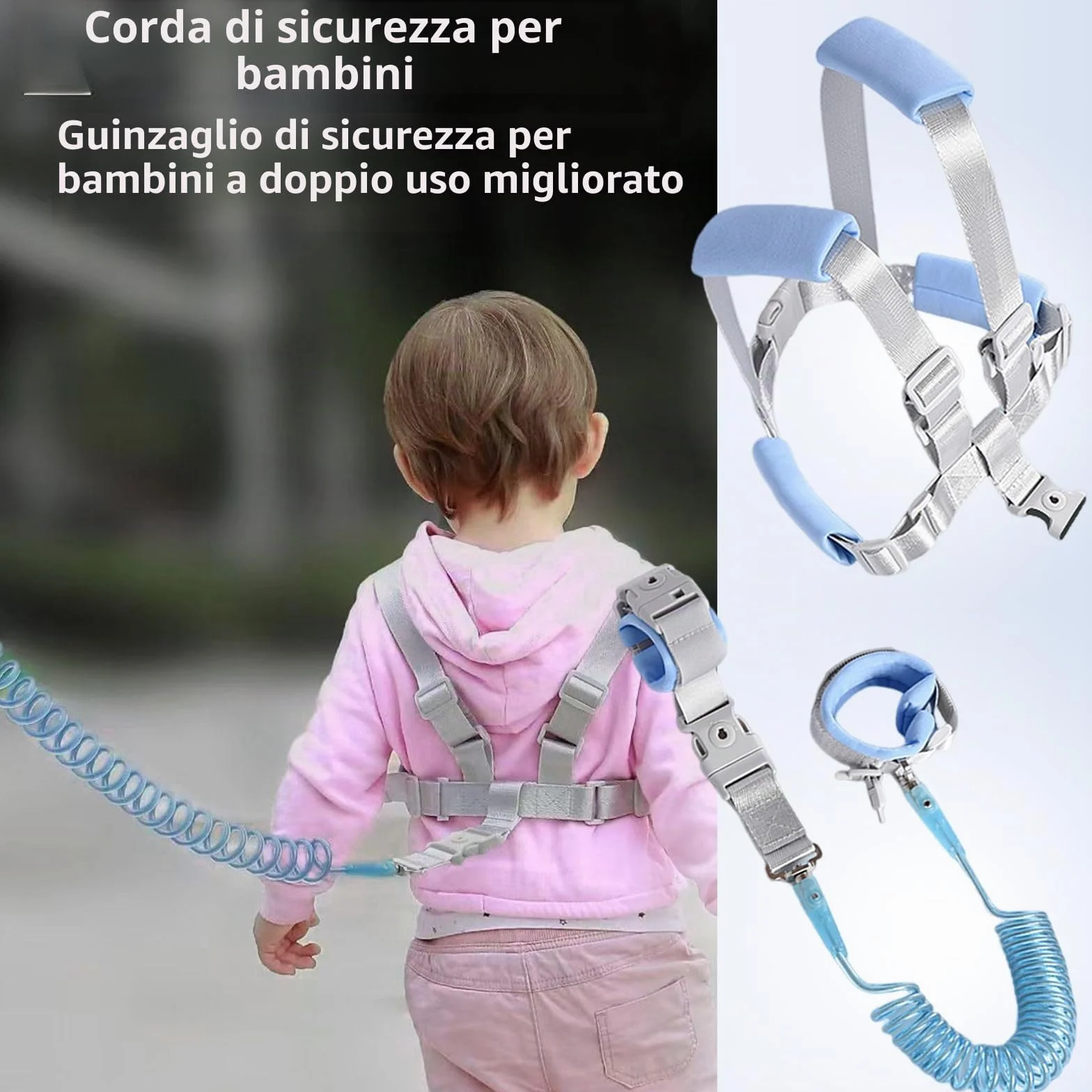 Imbracatura di Sicurezza per Bambini, Xiuyer 2.5M 2 in 1 Anti-Perso Cintura da Polso Cinturino con Blocco Guinzaglio di Sicurezza per Ragazzi e Ragazze Passeggio