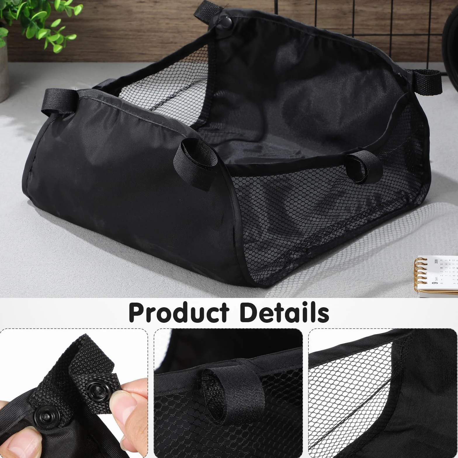 Borsa Piccola per Carrozzina Oxford Nero Struttura Stabile e Grande Capacità, Organizer Sottostante per Carrozzina Leggera per Viaggi e Shopping