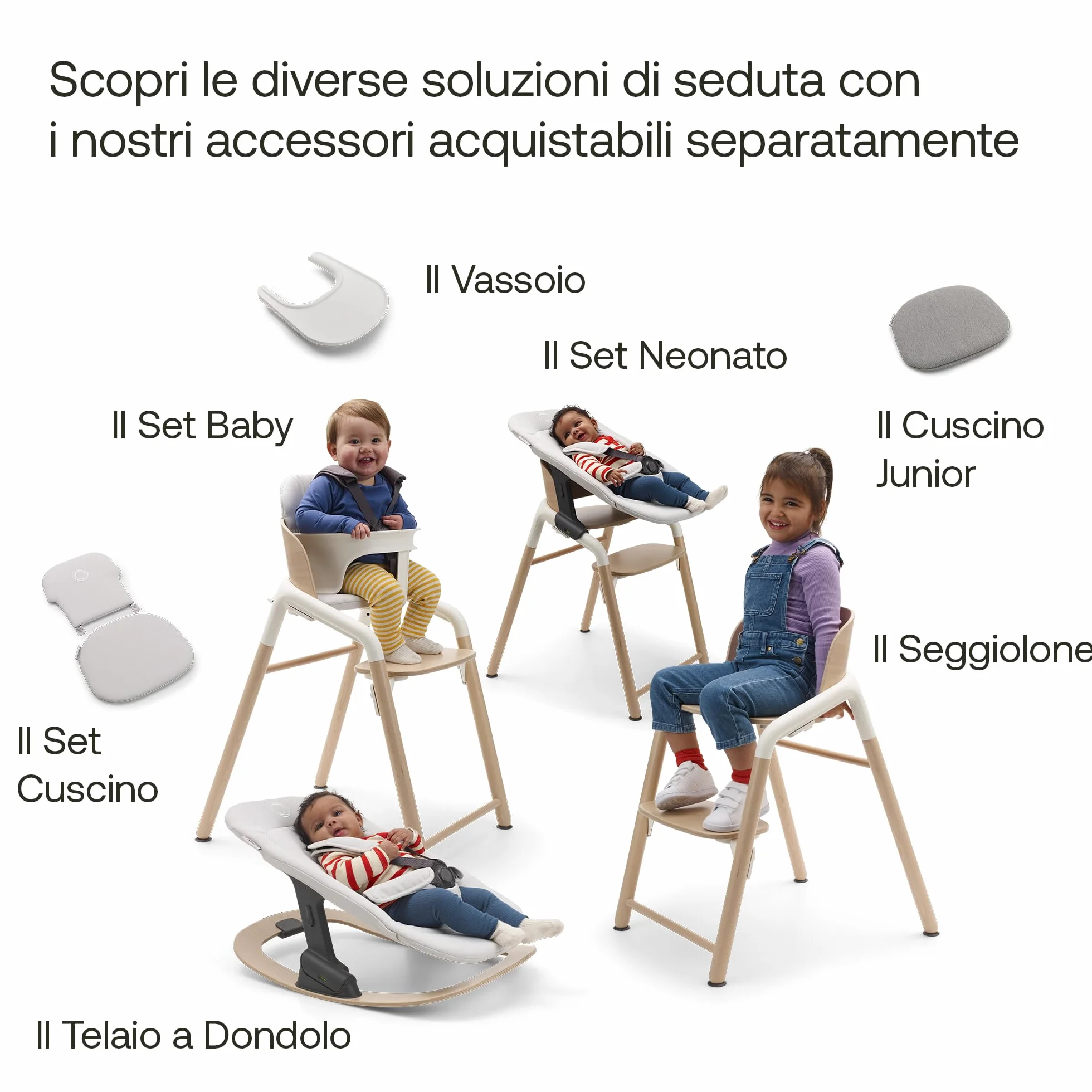 Bugaboo Giraffe Pic-nic per Set Baby della Sedia Evolutiva Bugaboo Giraffe, Igienico, Facile da Pulire, Lavabile in Lavastoviglie, Si Inserisce con 1 Clic, Bianco