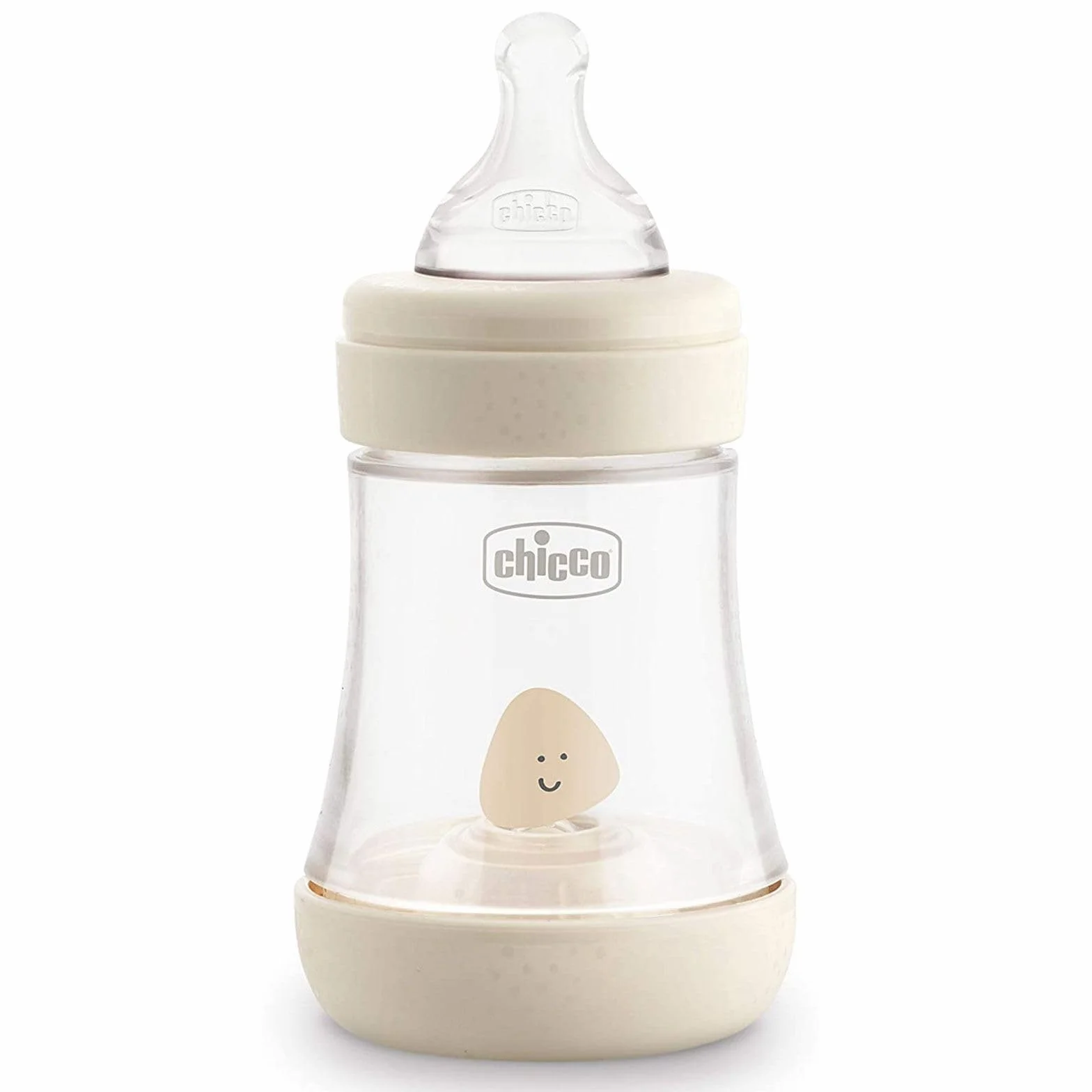 Chicco PERFECT 5 Biberon Anticolica 150 ml, Biberon Flusso Lento 0 Mesi+ con Tettarella in Morbido Silicone e Ciuccio in Silicone 0-2 Mesi incluso al suo interno, Idea regalo