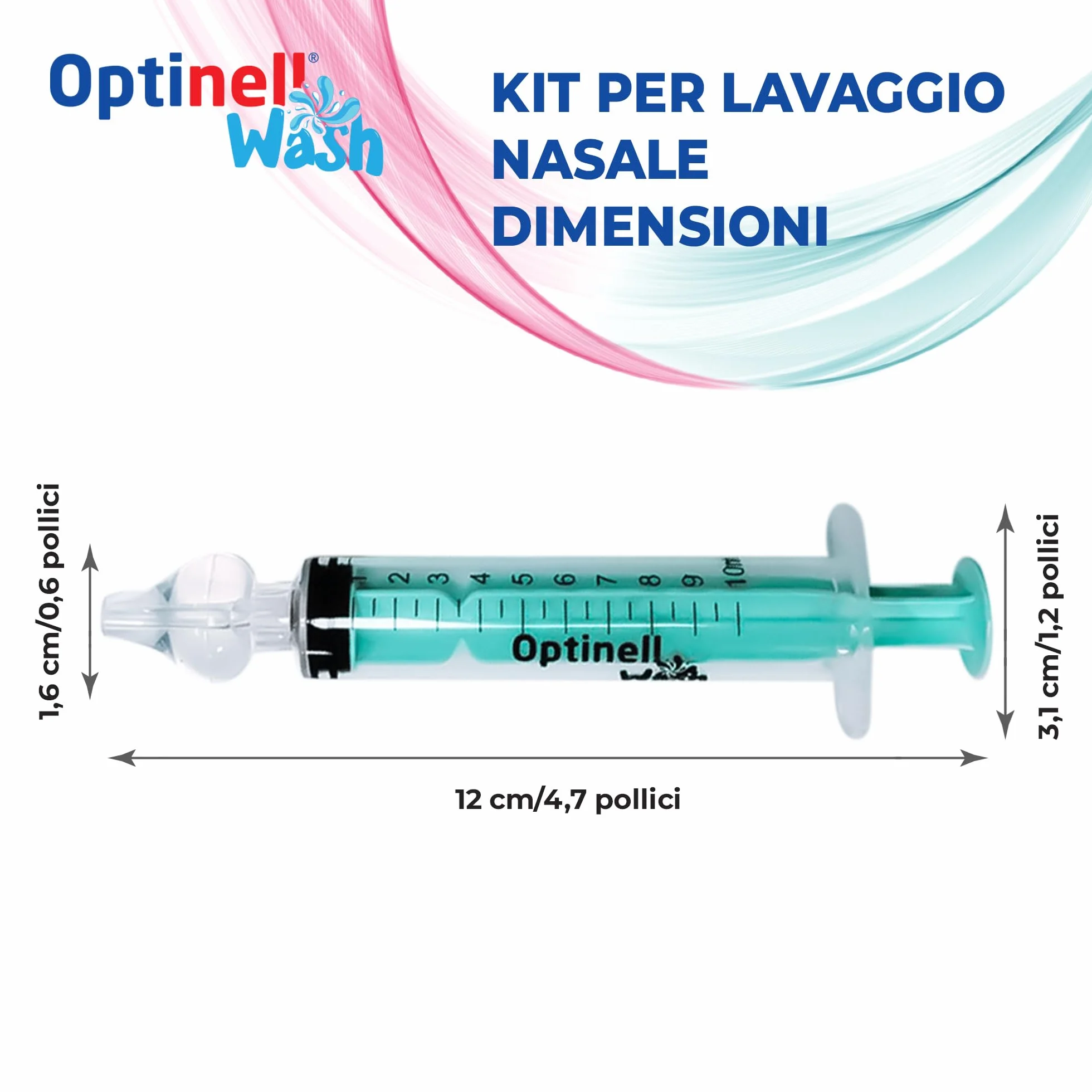 Optinell Wash – Siringa per Lavaggi Nasali Bambini 10ml con Beccuccio in Silicone Morbido | Kit Lavaggio Nasale per Neonato e Bambino | Senza BPA, Riutilizzabile, Igienico (2 Pezzi)