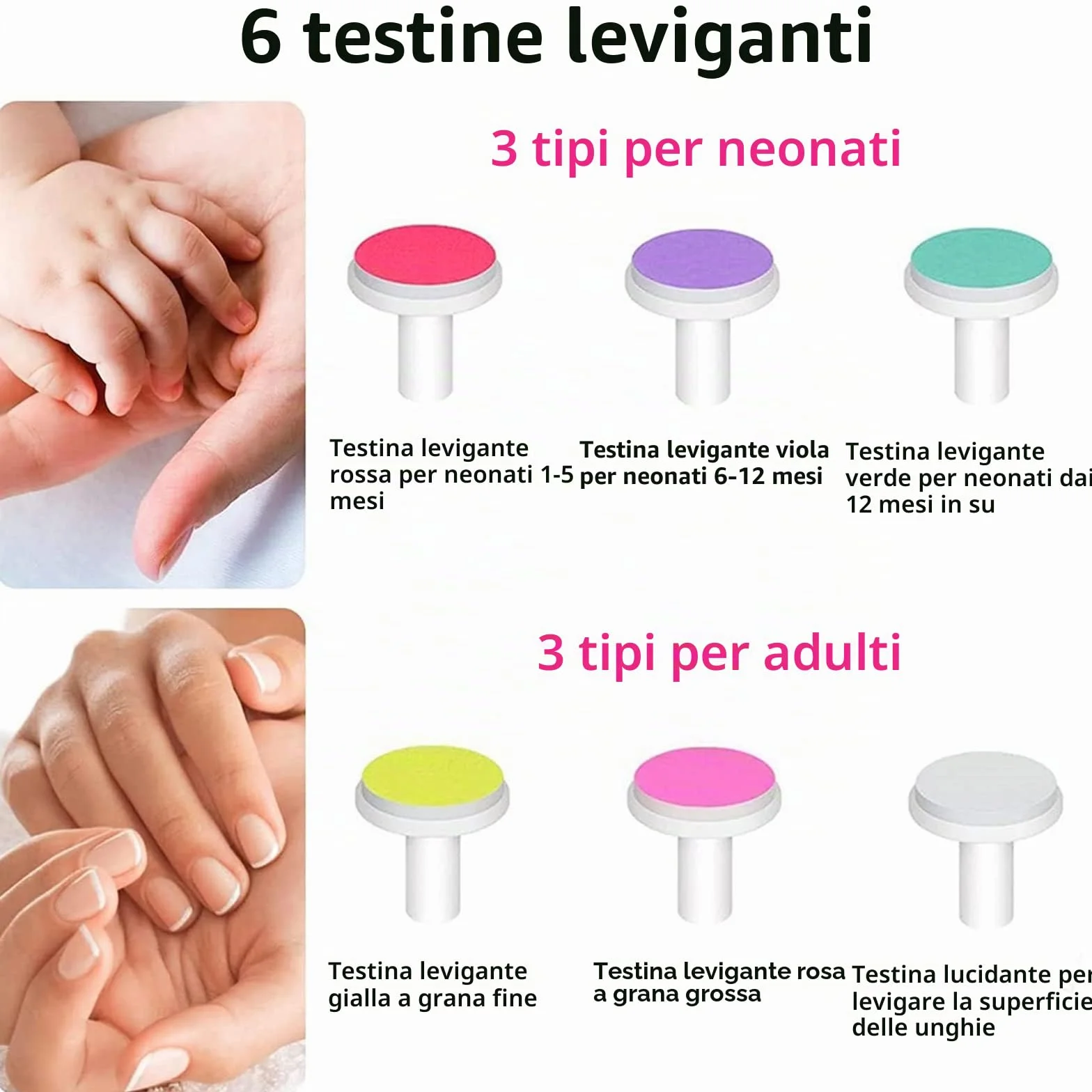 Tagliaunghie Neonato,Lima unghie neonato,Lima Unghie per Bambini 6 in 1 Lima per Unghie elettrica per Bambini Lima per unghie elettrica per neonati (Vert)