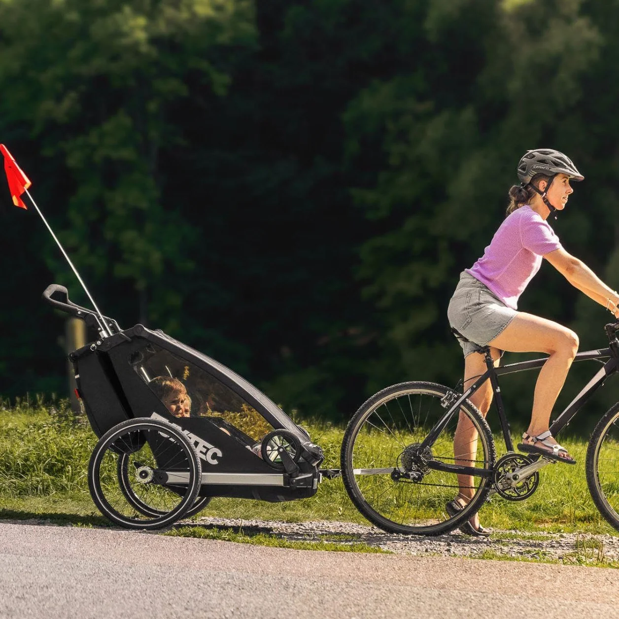 FUXTEC 2 in 1 - Rimorchio per bicicletta con bicicletta da jogging FX-FA1, con rimorchio per 2 bambini, in alluminio, pieghevole, con protezione da pioggia e sole
