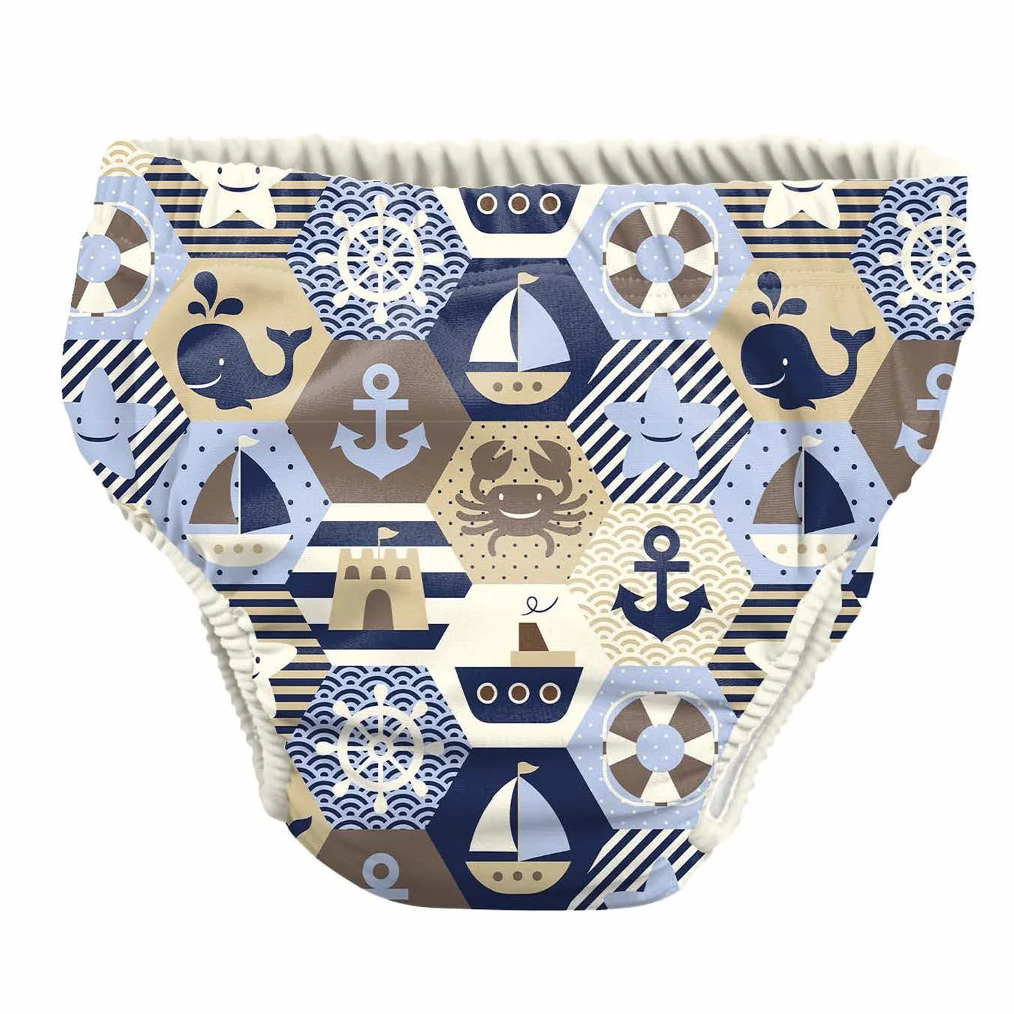 Pss! - Pannolino per Bambini per l'Acqua - Modello Sailor Boy - Per Bambini da 3 a 8 kg - Taglia M - Unisex - Design Multicolore -Assorbente e Riutilizzabile -Impermeabile e Confortevole - 1 Pièce