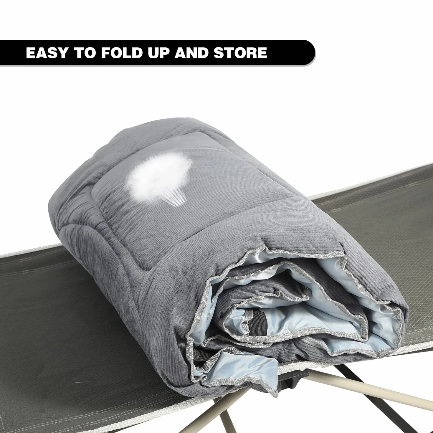 REDCAMP morbido cuscino da campeggio, letto pieghevole 190x70 cm, cotone spesso, imbottitura poliestere di alta qualità, grigio scuro
