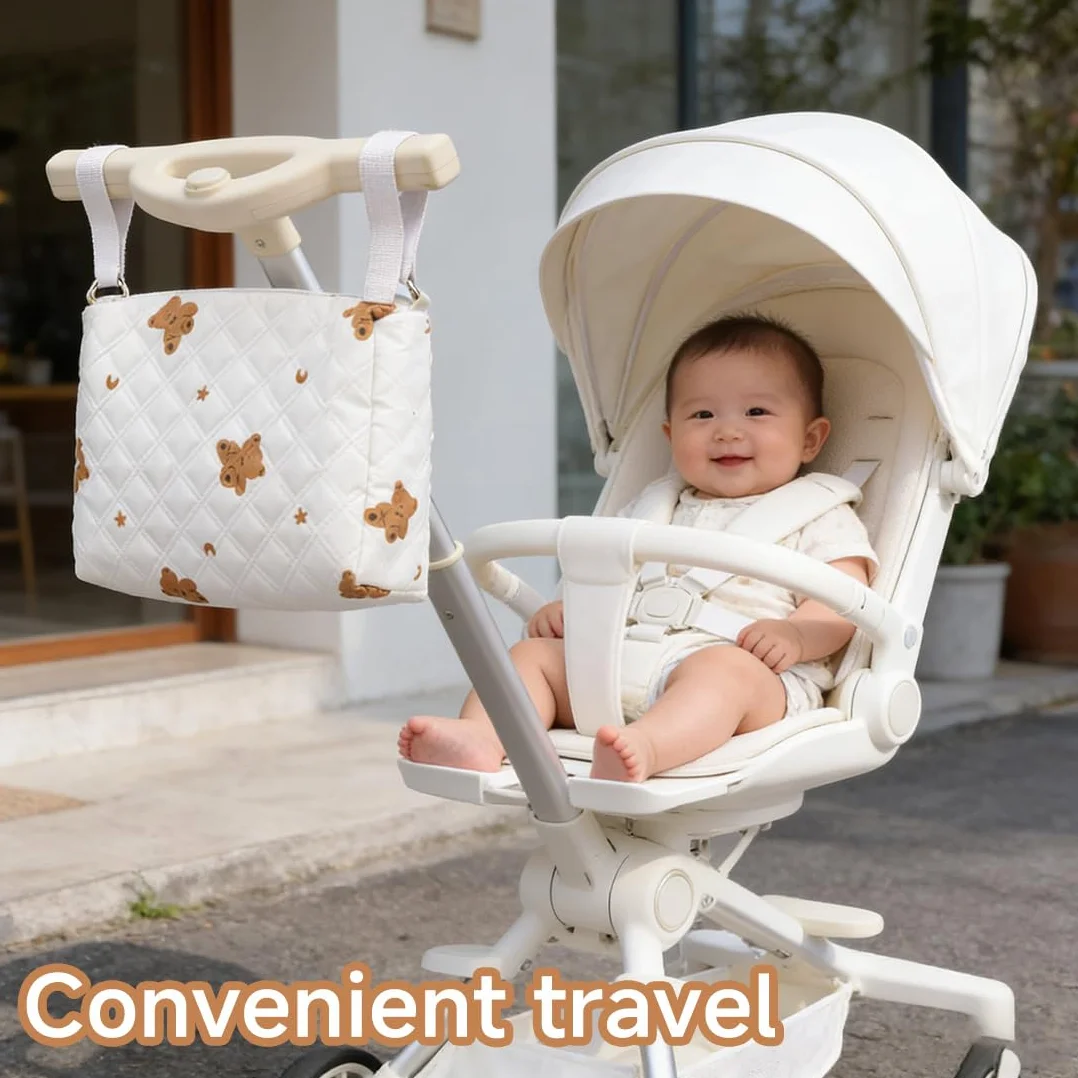 Borsa Mamma Elegante con Ricamo Carino, Borsa Universale per Passeggino, Leggera ma Spaziosa, Design Funzionale per Mamme Moderne, Perfetta per Fare Shopping, Gite e Mezzi Pubblici