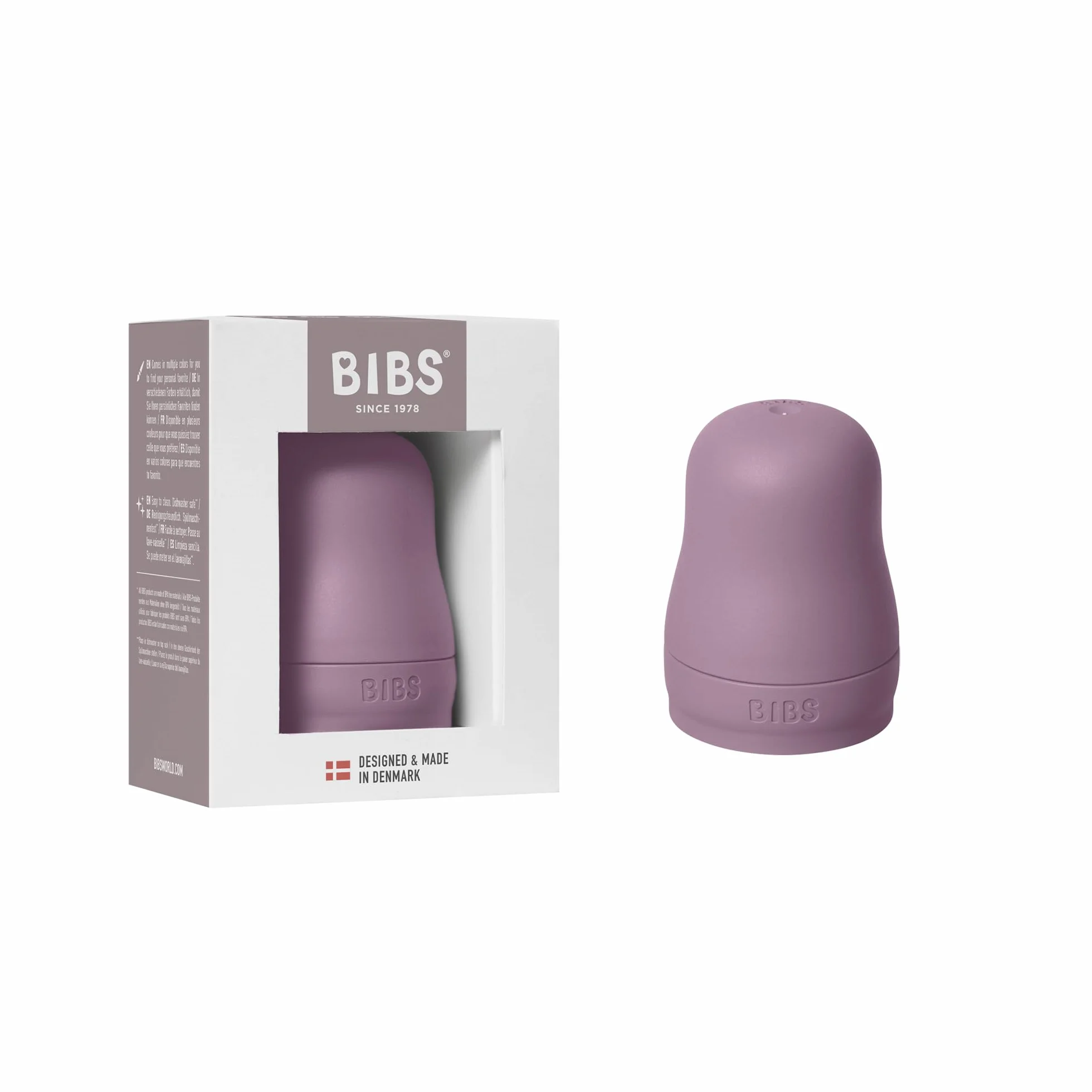 Set di tappi per biberon BIBS - Senza BPA, include tappo, chiusura di sicurezza e tappo a vite - Compatibile con i biberon BIBS (acquistabili separatamente) - Mauve