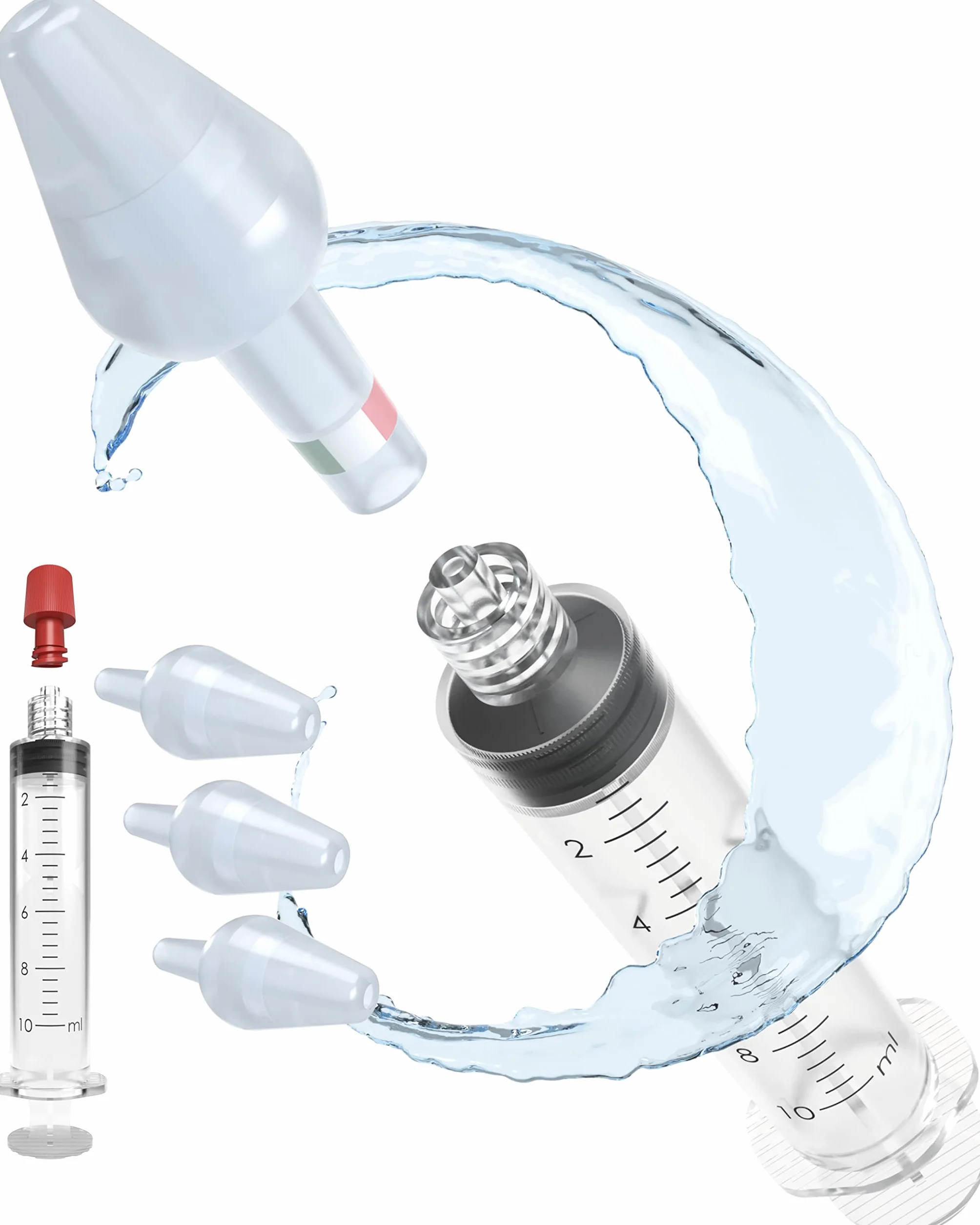 Rino Set Lavaggio Nasale Bambini e Adulti, Kit Pulizia Naso Made in Italy con Siringa e Irrigatore per Soluzione Fisiologica (1 Siringa, 3 Olive)
