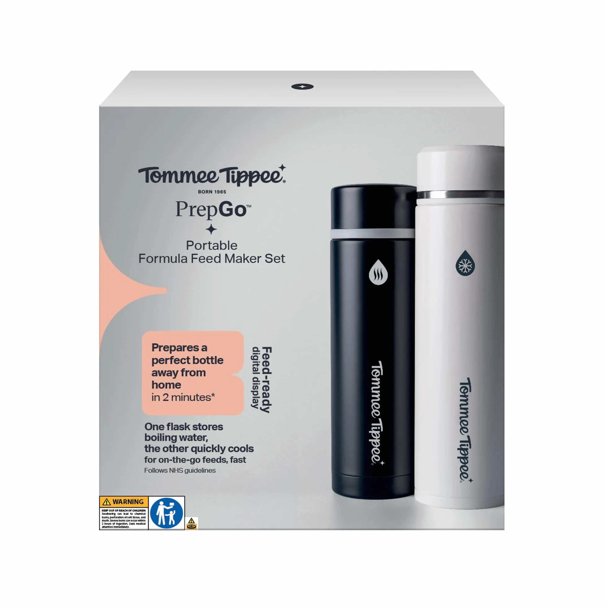 Tommee Tippee Set Preparazione Biberon PrepGo, Raffredda il Latte Alla Giusta Temperatura in 2 Minuti, Portatile con Display per la Temperatura