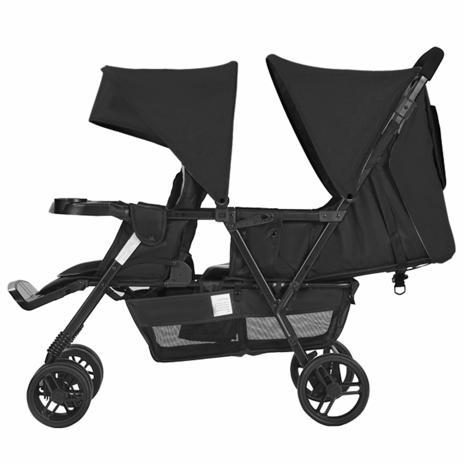 VEVOR Passeggino Doppio, Schienale/Poggiapiedi Regolabili, Passeggino Gemellare Pieghevole con Doppio Sedile, Cintura di Sicurezza Avvolgente, Cestino Portaoggetti, per Neonati, Bambini Piccoli (Nero)