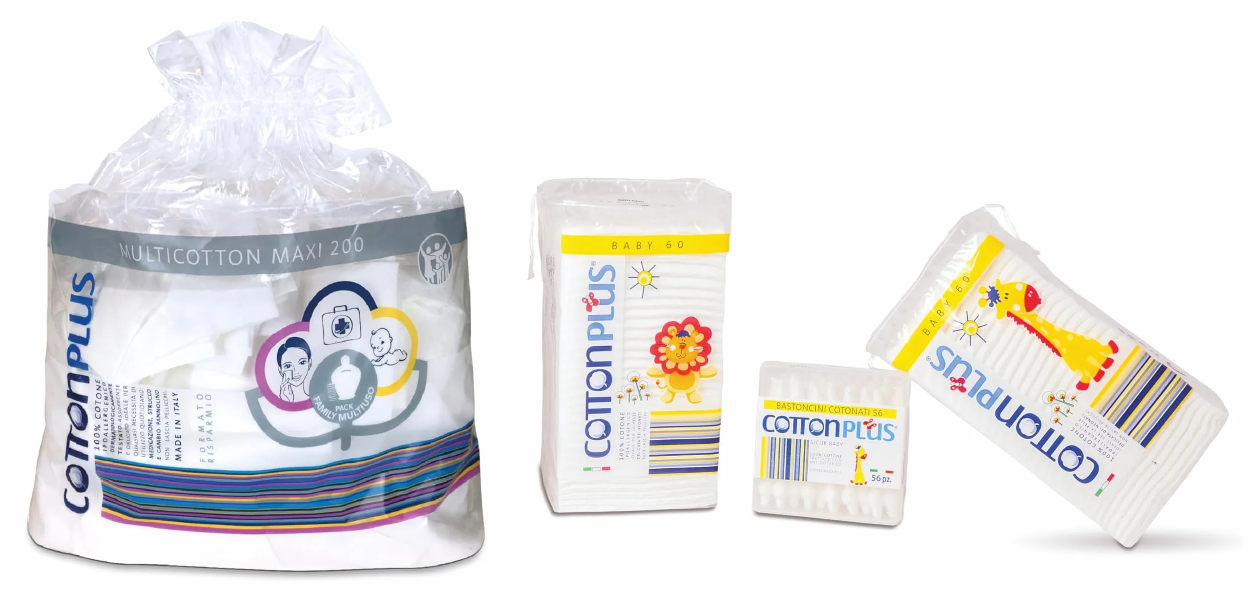 Cotton Plus BASTONCINI COTONATI SICUR BABY 56 pz. - LINEA BABY | BASTONCINI CON PROTEZIONE PER BAMBINI | Igienici e delicati