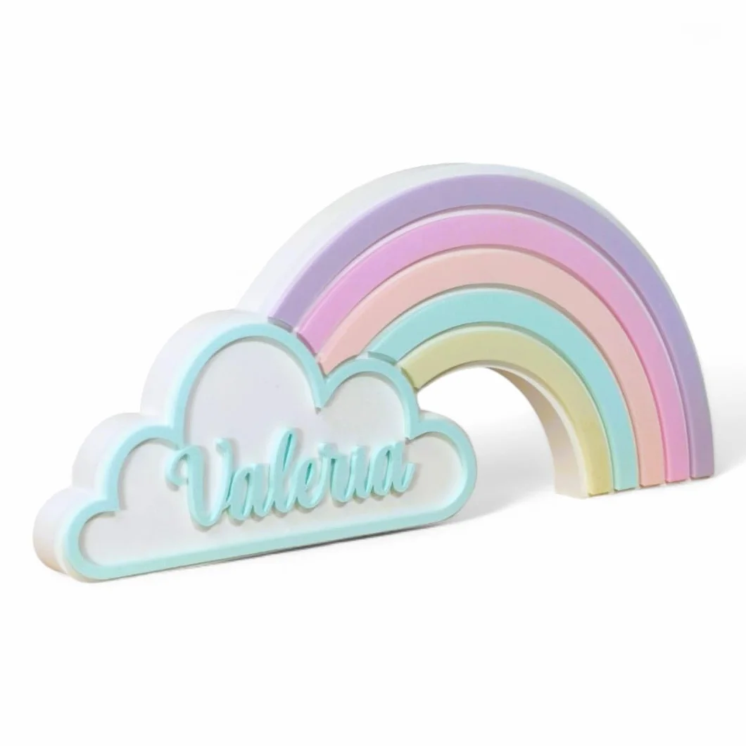 Arcobaleno con nome personalizzato. Diversi modelli tra cui scegliere. Regalo per neonati e bambini. Decorazione per baby shower e caramelle, per la cameretta dei bambini e la cameretta