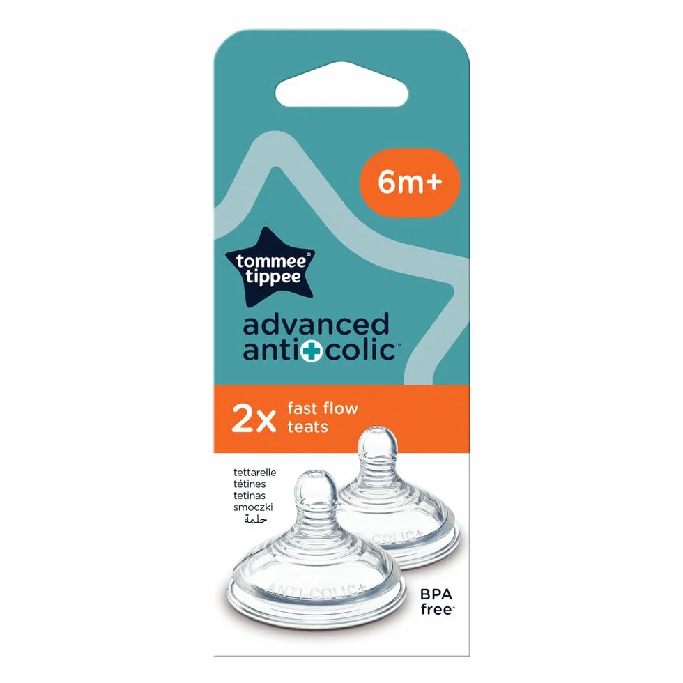 Tommee Tippee Tettarelle Anti-Colica Avanzato, Flusso Rapido, 6M+, 2 Pezzi