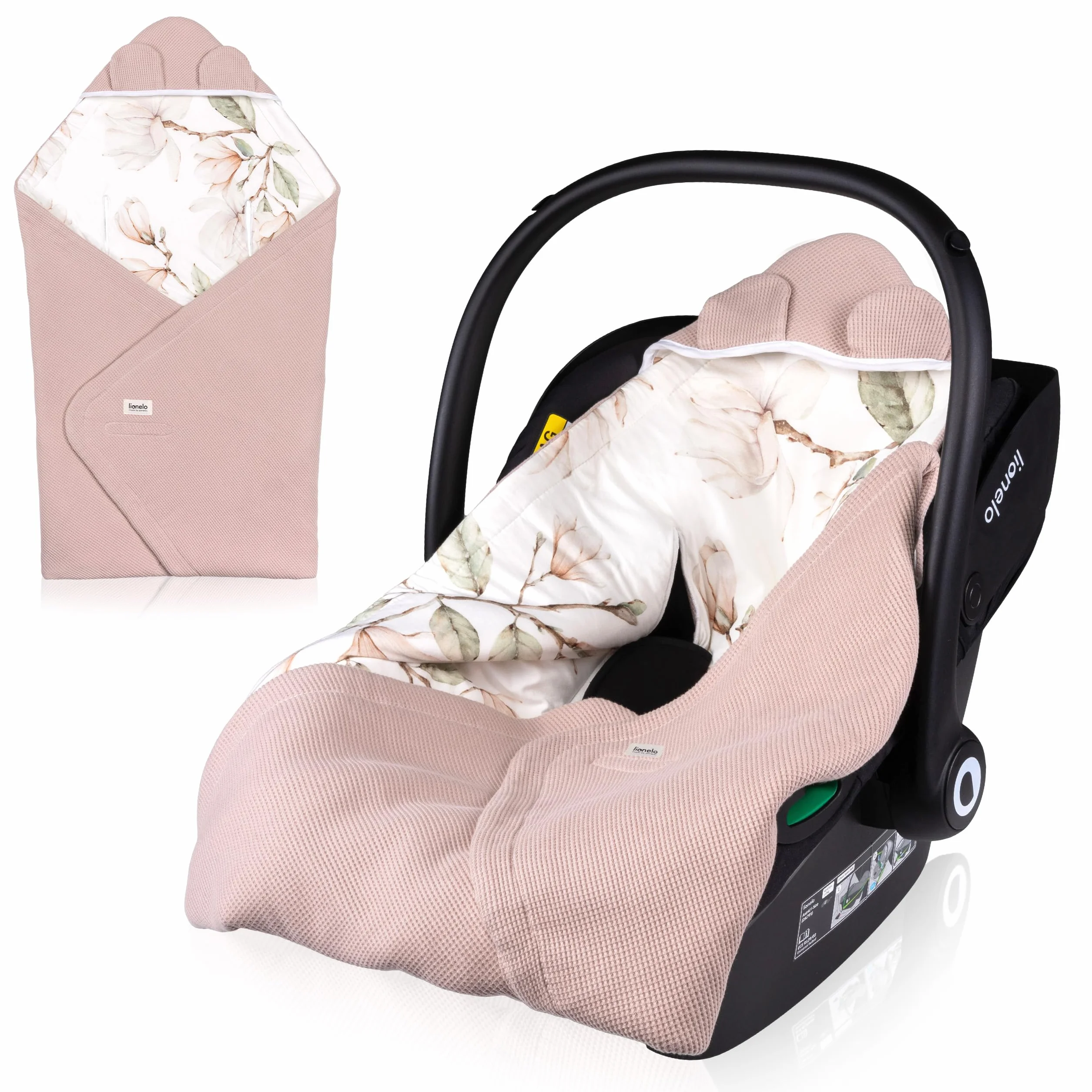 lionelo TRAVEL SWADDLE BLANKET Coperta Pesante per Bebé 90x90 cm 100% Cotone Compatibile con Seggiolino Auto, Ovetto e Passeggino, Copertina Morbida per Tutto l’Anno, Chiusura