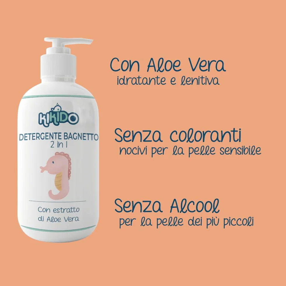 Kikido Cofanetto Nascita - Set Bagnetto Neonato con 3 Salviette, Shampoo, Detergente Intimo e Bagnoschiuma Bambini 2 in 1 - Kit Neonato Igiene Nascita per Pelli Sensibili - Regalo Lista Nascita