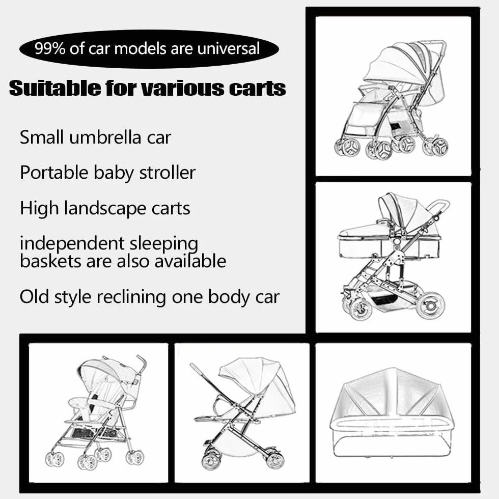 parasole ovetto Protezione UV 50+ parasole passeggino universale con custodia Regolabile ombrello per passeggino universale, Protezione solare efficace, leggermente impermeabile, Nero