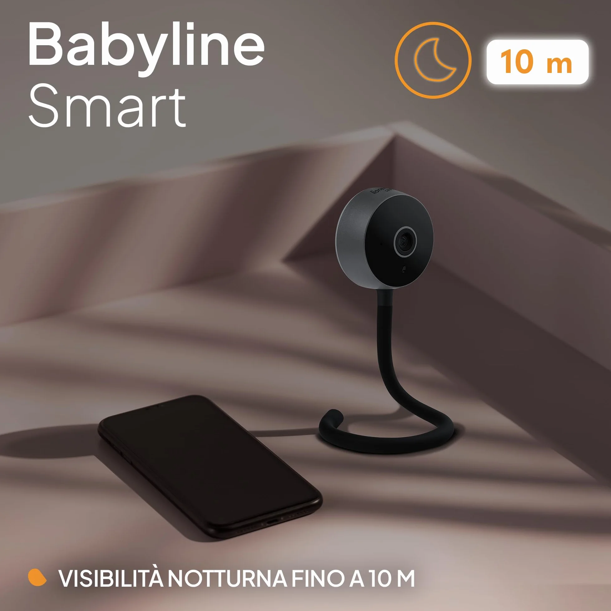 Lionelo Care Babyline Smart Smart, Baby Monitor, Baby Camera Wi-Fi, Applicazione mobile, Rilevazione di movimento e rumore, Visibilità al buio