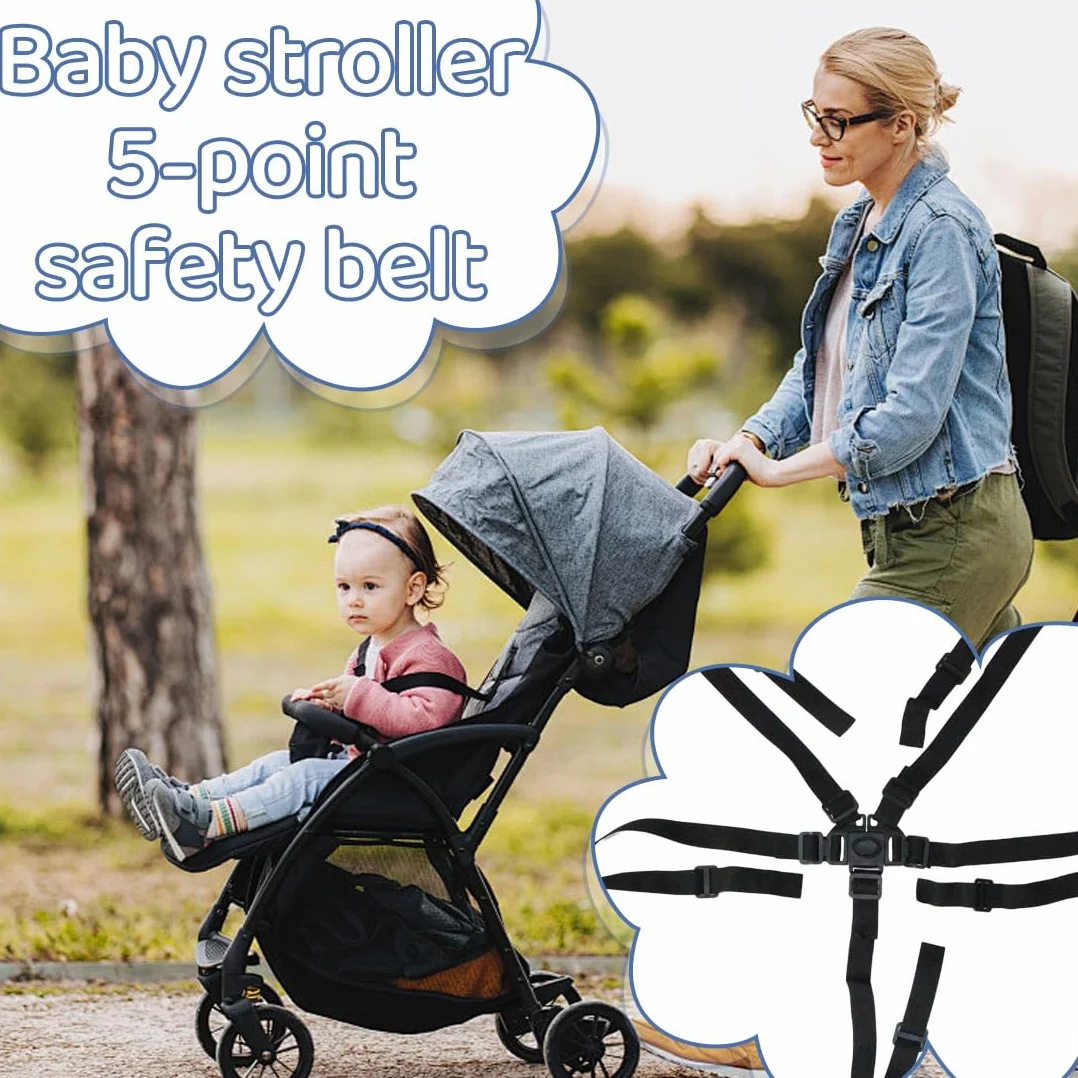 1 Pezzo Seggiolone Foppapedretti Ricambi, Cintura Sicurezza Regolabile 5 Punti Per Passeggino E Seggiolone, Larghezza 2.5Cm, Colore Nero