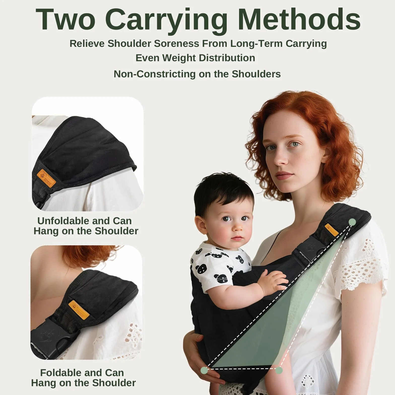 Laterale Fascia Neonato, Fascia Porta Bebe Regolabile, Fascia Neonato Ergonomico, Traspirante Marsupio Neonato 0-36 Mesi, Ergonomico Fascia