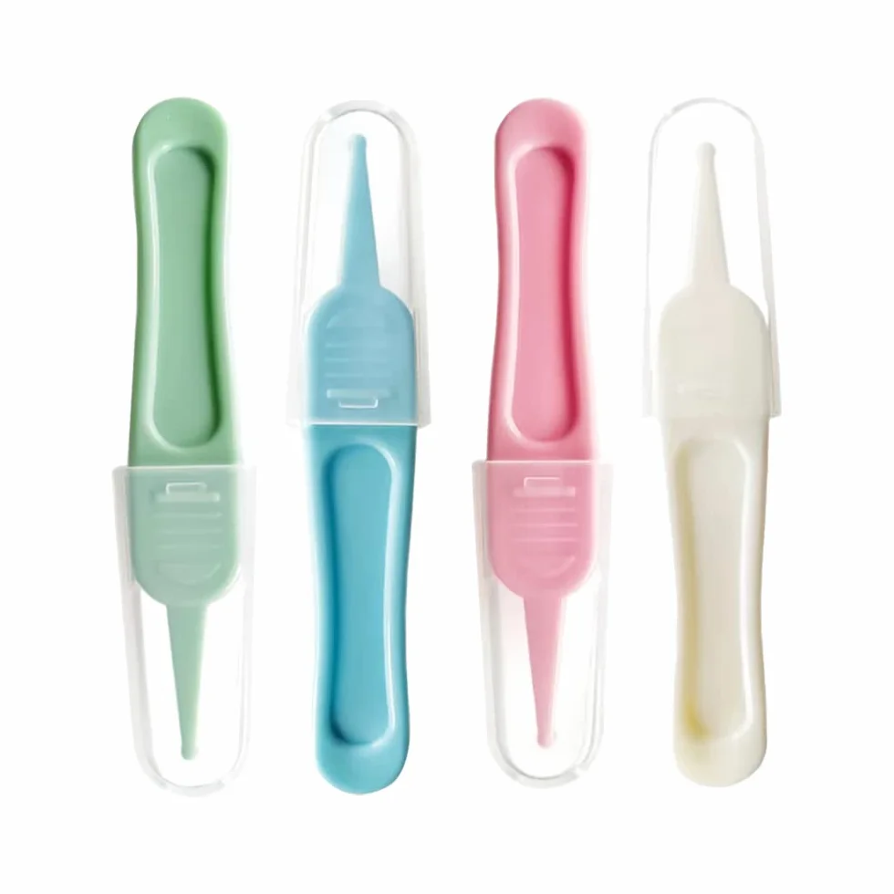 Pinzette per Naso, 4 Pezzi Naso Pinzette, Pinzette per la Cura, Pinzette di Plastica a Testa Rotonda, per la Pulizia Nasale