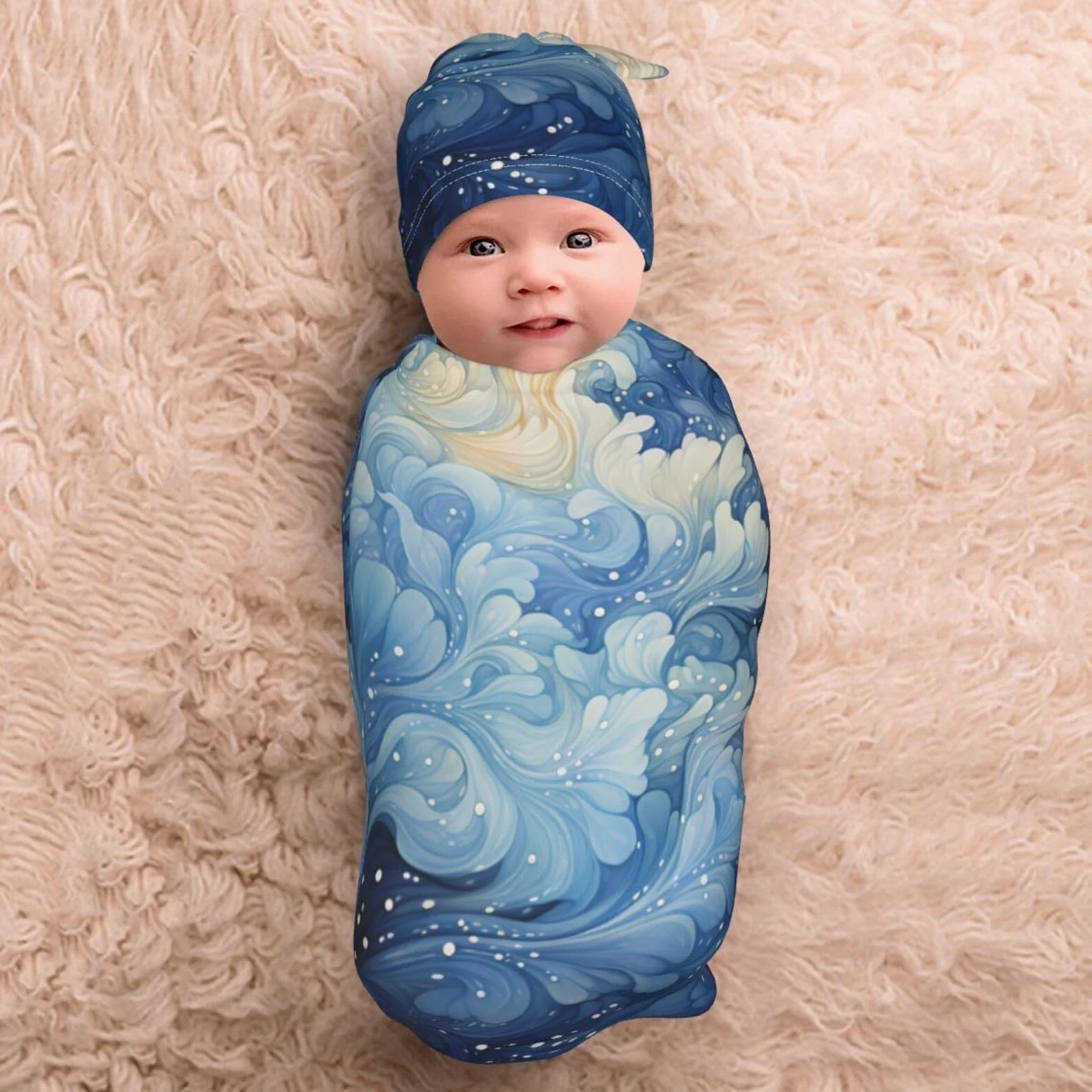 3d fiori Swaddle coperta e cappello set per neonati avvolgente accogliente per neonati bambino comfort 29x53 cm