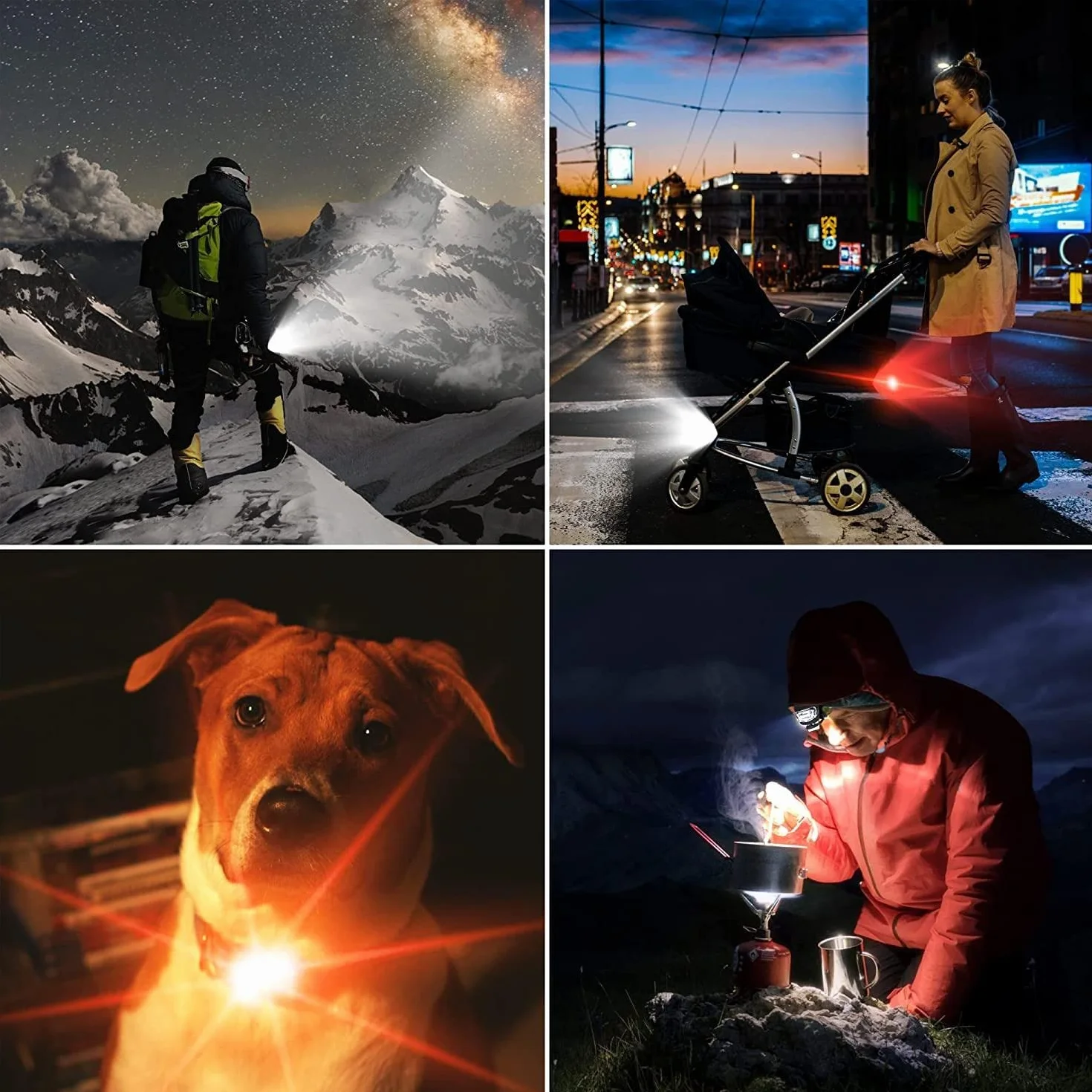 4 luci per carrozzina in silicone: luci LED impermeabili in silicone, luce per carrozzina con LED luminoso e 3 funzioni luminose, luce a LED per passeggino, attività all'aperto, corridore