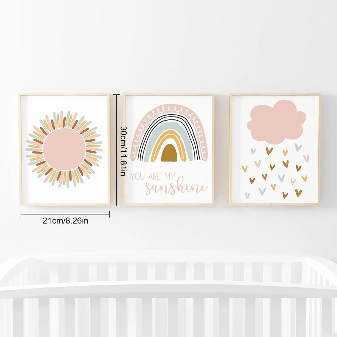 PLABBDPL Immagini per la Cameretta dei Bambini, Set di 3 Quadri Poster, Tela, Decorazione da Parete Regalo senza Cornice