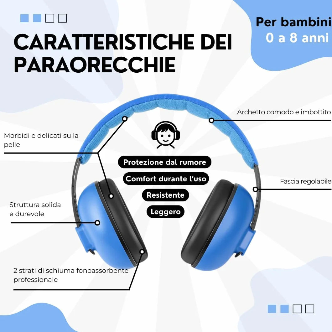 ESTRO Cuffie Neonato Antirumore Insonorizzate - Cuffie Antirumore Bambini Protezione Acustica Bambini Protezione dell’Udito Neonato EM1
