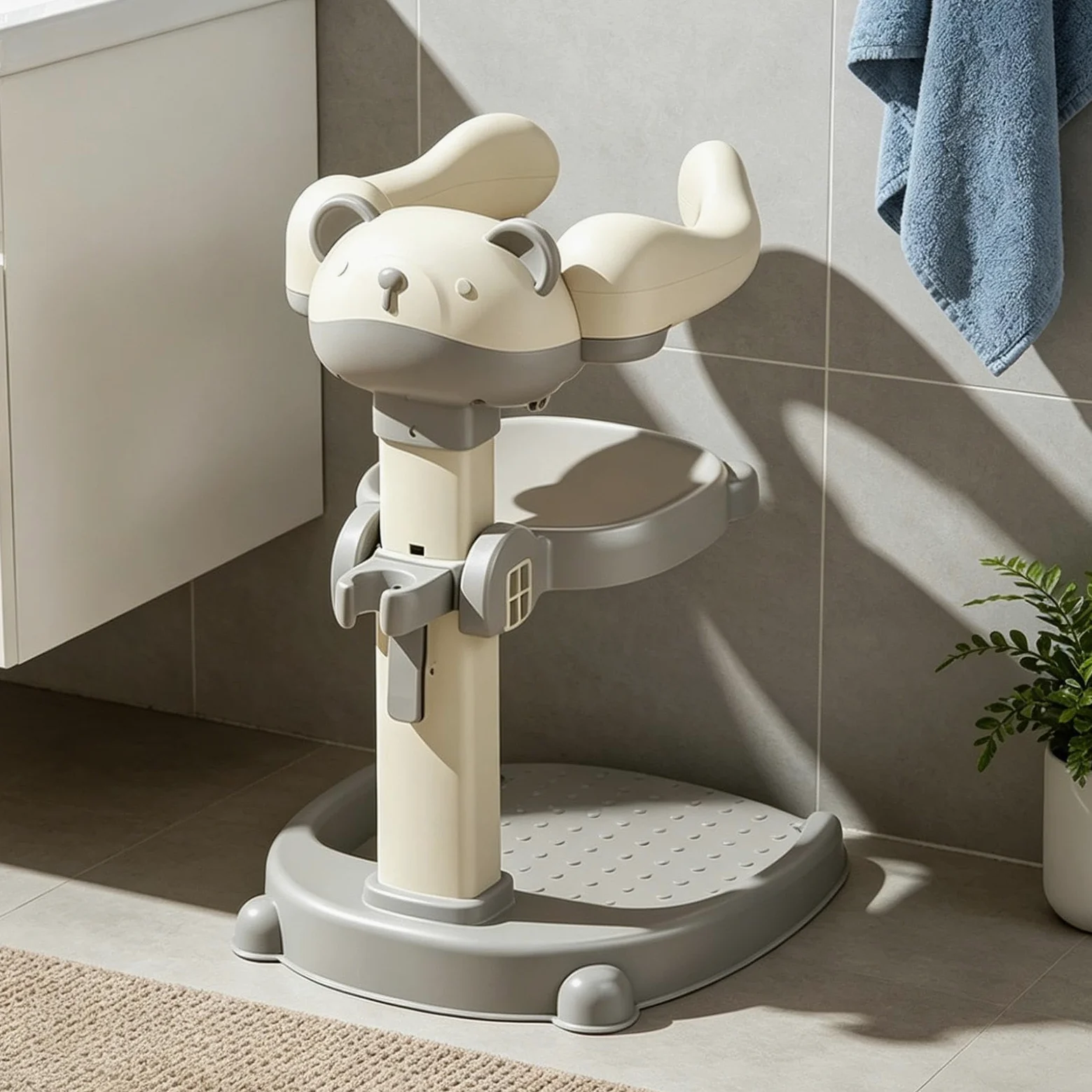 Supporto da Bagno per Bambini Antiscivolo 2 in 1 Con Sedile Rimovibile | Supporto da Bagno per Vasca Doccia Hotel Appartamento Dormitorio Cambio Pannolini e Vestizione