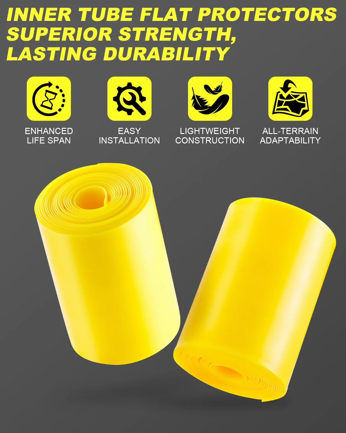 Julai Protezione per pneumatici per bici, protezione antiforatura per camere d'aria per mountain bike, compatibile con pneumatici da 12", 16", 18", 20", 24", 26", 27,5" e 29"