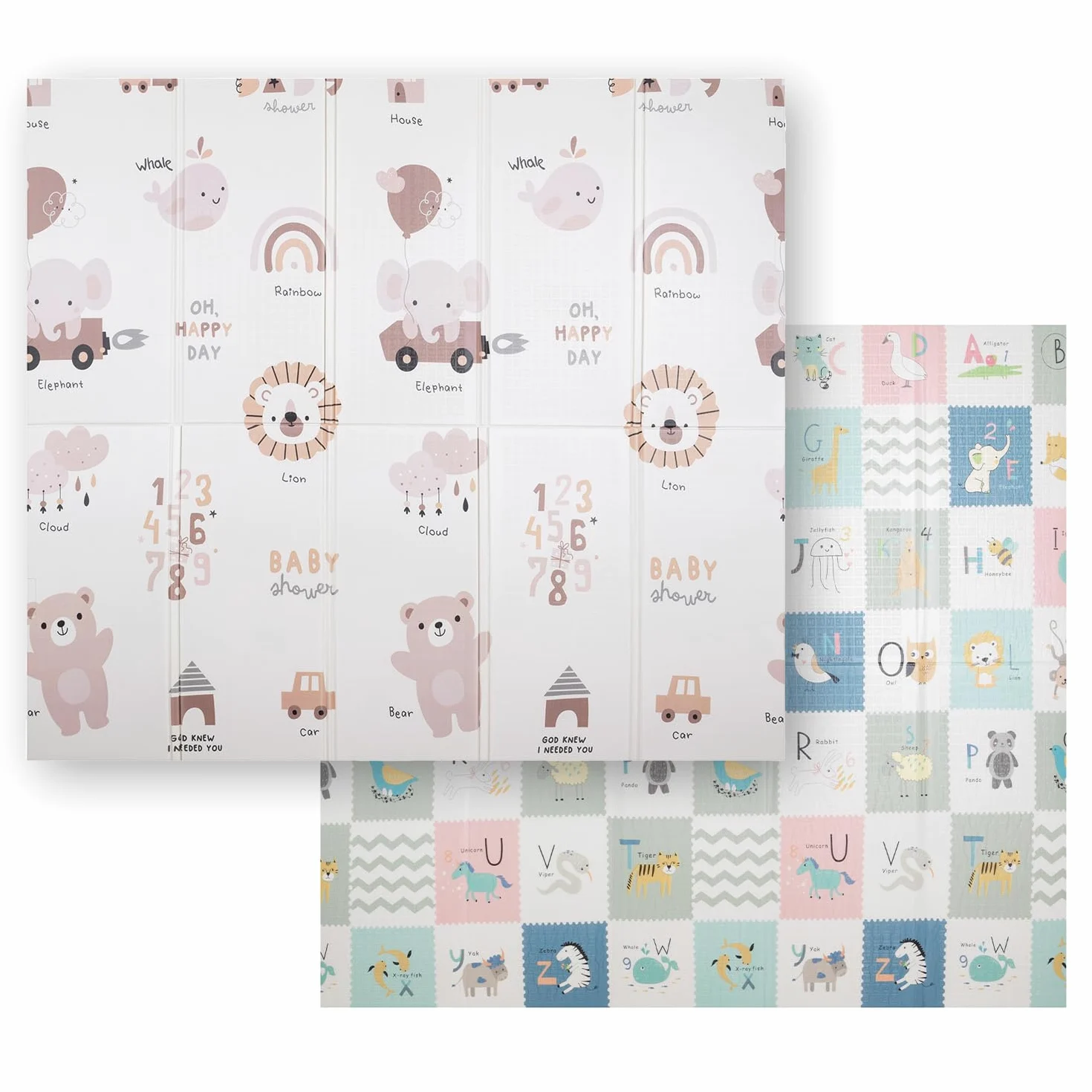 KiddyMoon Tappetino Da Gioco Per Bambini Tappeto Gattonamento In Schiuma Reversibile Pieghevole Tappeto Neonato Impermeabile Con Motivi Educativi Per Interni Ed Esterni 180X200x1cm, Marrone-Elefante