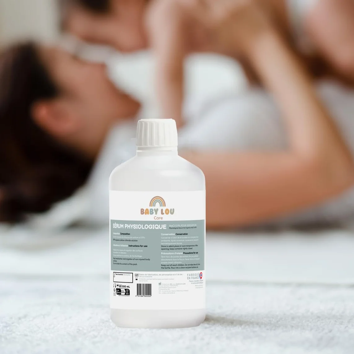 Siero fisiologico in bottiglia 4x500ml | NaCl 0,9% | Prodotto in Francia | Lavaggio delle fosse nasali | Igiene del naso | Per irrigazione esterna
