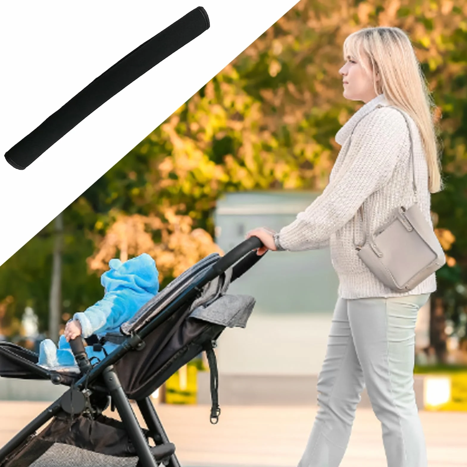 Rivestimento Maniglia Passeggino - Manicotto Staccabile per Manubrio Passeggino,Protettore Antipolvere Avvolgibile,Viaggi All Aperto Protezione Quotidiana Parcheggio Pendolari Città Camminate