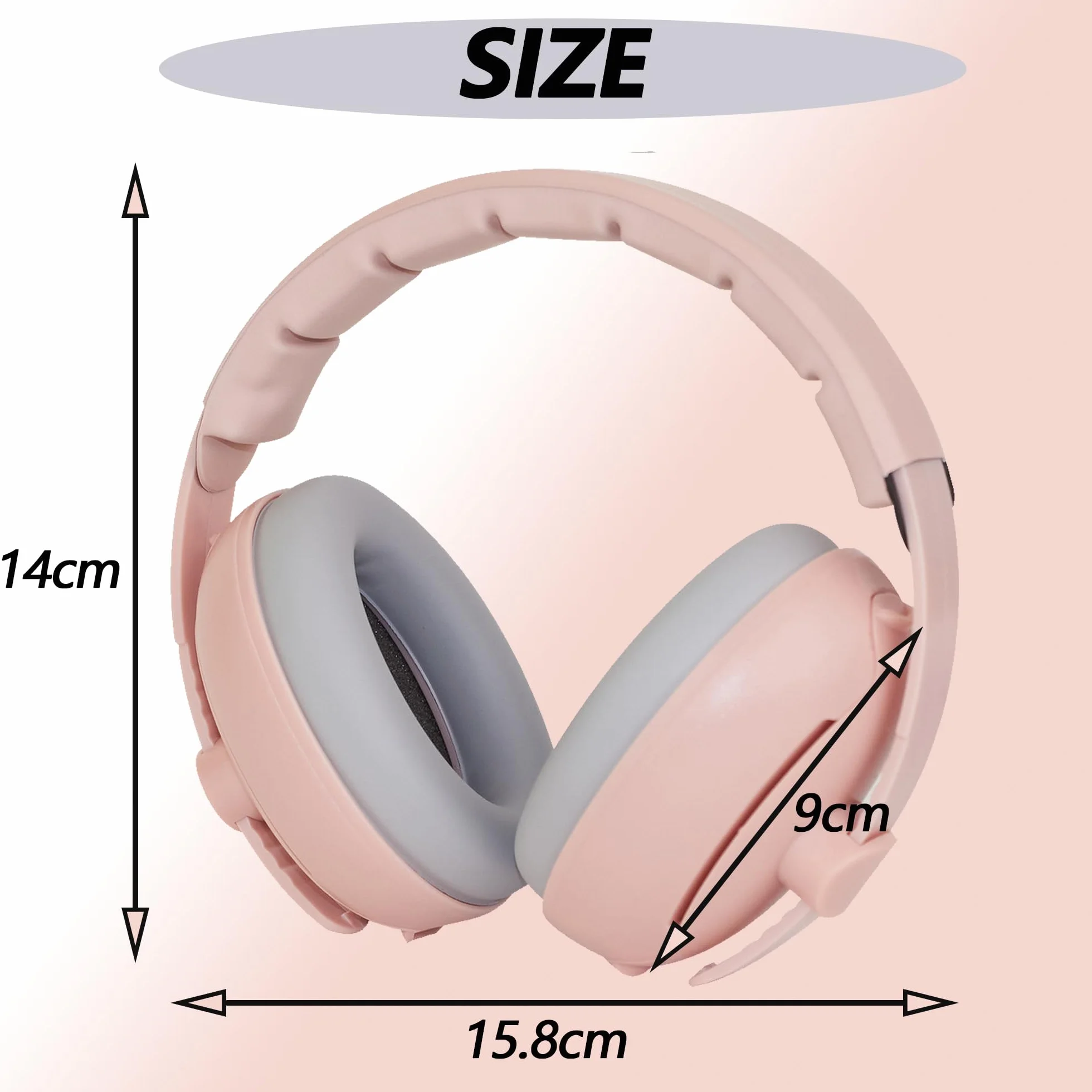 2 in 1 Cuffie Neonato Antirumore, 25db Caschi Antirumore Per Bambini-Cuffie Antirumore Per Bambini 0-4 Anni, Protettori Acustici Per Neonati, Antiscivolo E Antistress, Rosa