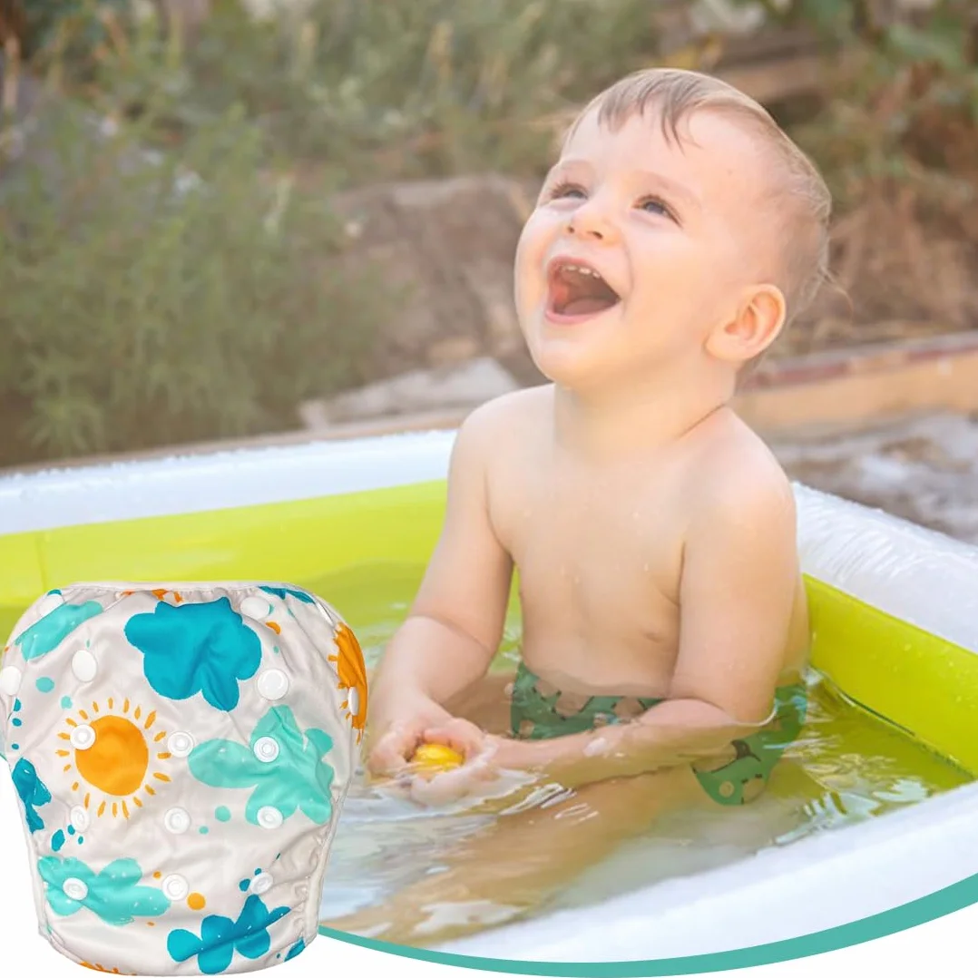 1 Pezzo Pannolino da Bagno Nuovo, Riutilizzabile, Adorabile, con Volant, per Bambine/Ragazze, Costume Contenitivo Neonata, Costumino, Pannolino Piscina Neonato (1-2 anni)
