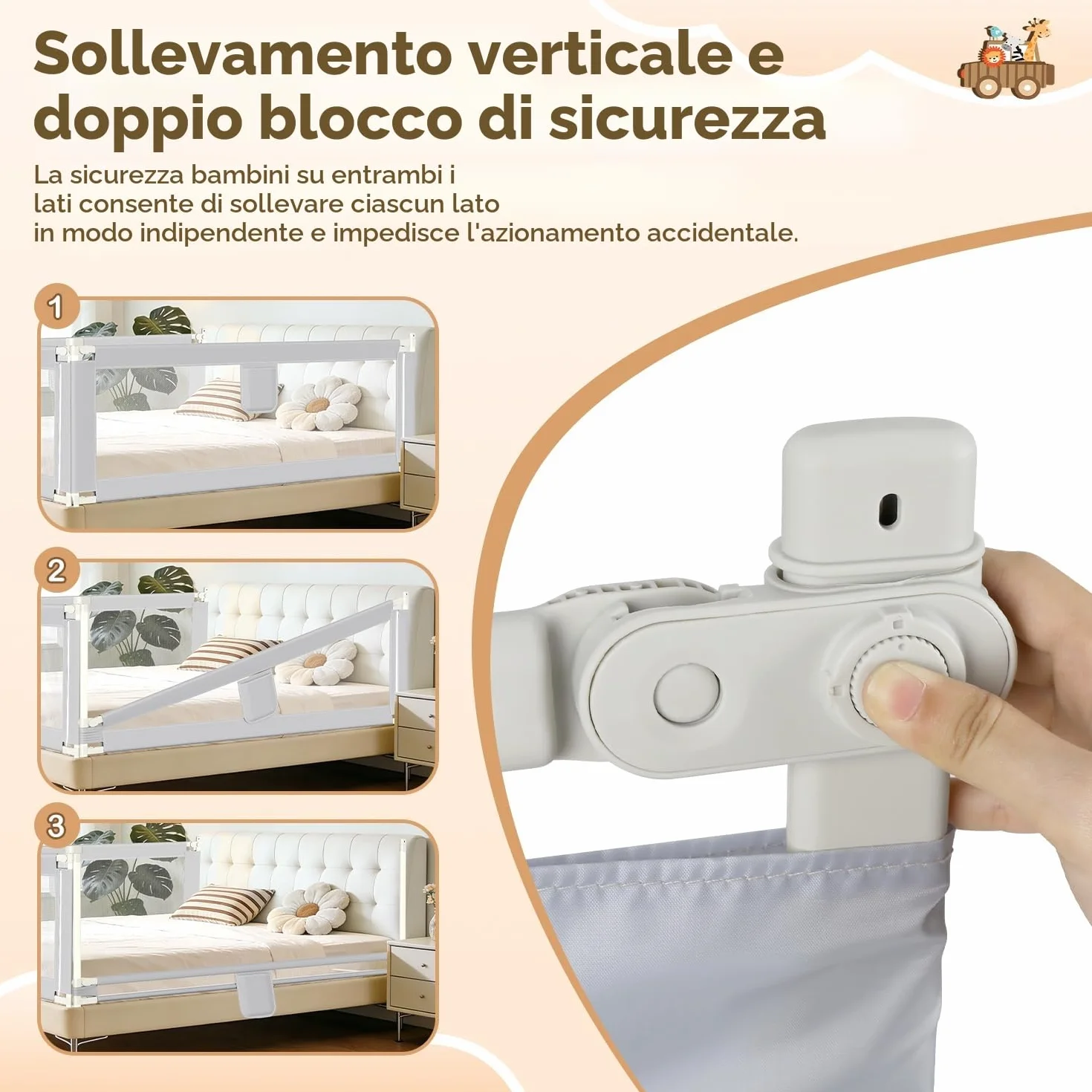 1x180CM+2x200CM Barriera per letto, Barriera pieghevole per letto per bambini, Protezione per letto per bambini per prevenire le cadute, Barriera per bambini piccoli, Facile da montare, Grigio