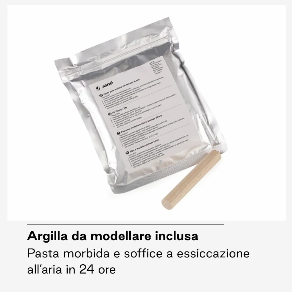 Jané Cornice Impronta Bebè con Foto, Argilla Modellabile Essiccazione 24h, Ricordo Mano o Piede, Adatta anche per Impronta Animali, Bianco