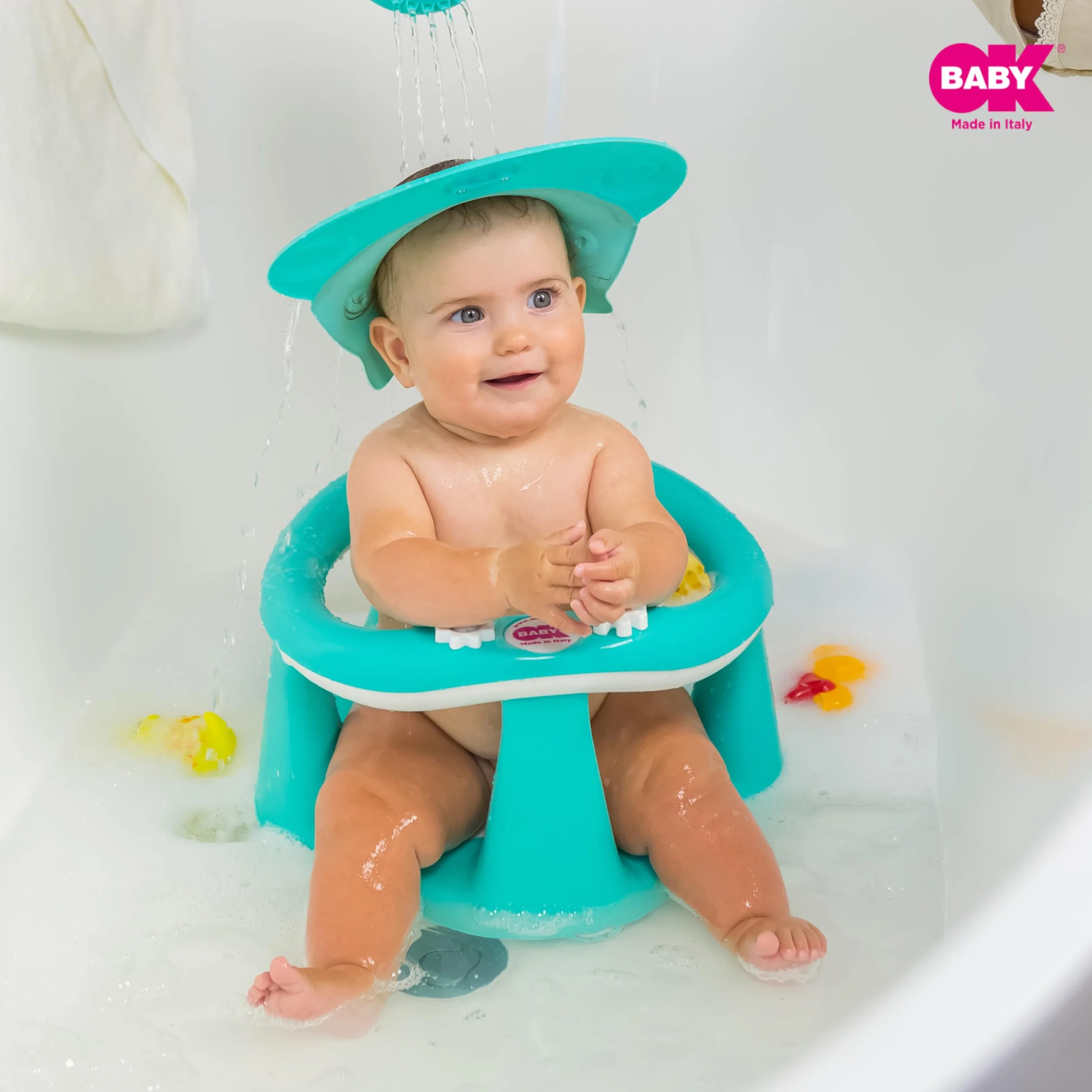 OKBABY Hippo Visiera Proteggi Occhi, Cappello da Doccia per il Bagnetto del Bambino, 8-36 Mesi, Verde