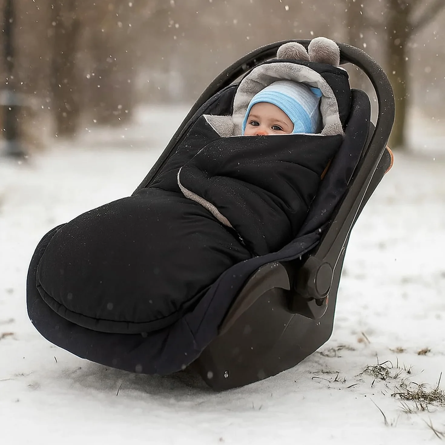 Coprigambe per bambini, per l'inverno, adatto per passeggino, ovetto, seggiolino auto, passeggino (605.021 nylon, grafite, Minky, grigio (cuore bianco))