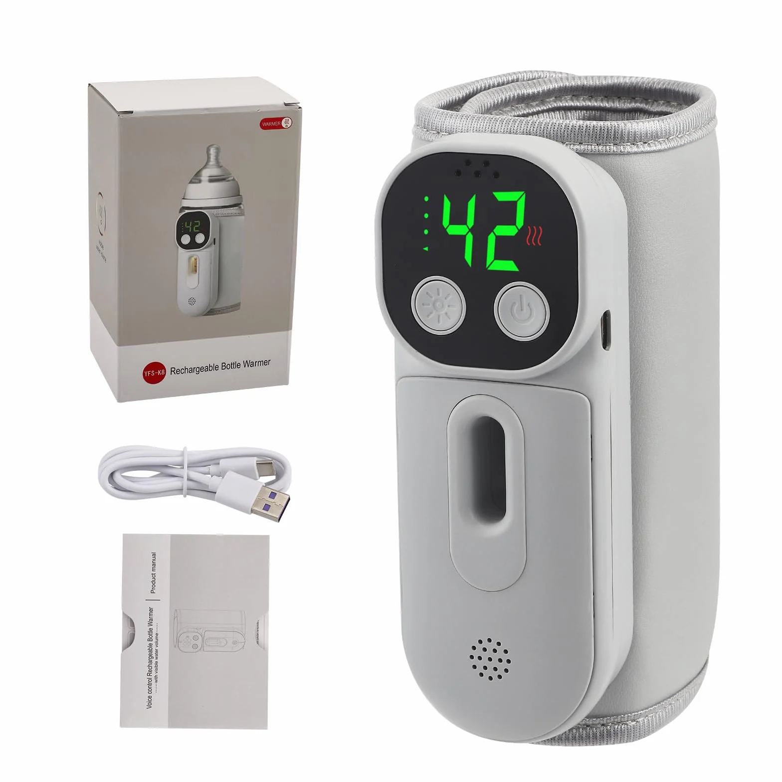 Scaldabiberon, scaldabiberon portatile da viaggio con display a LED, riscaldamento rapido e 48 ore di calore, 7 temperature regolabili, scaldabiberon mobile per viaggi e a casa