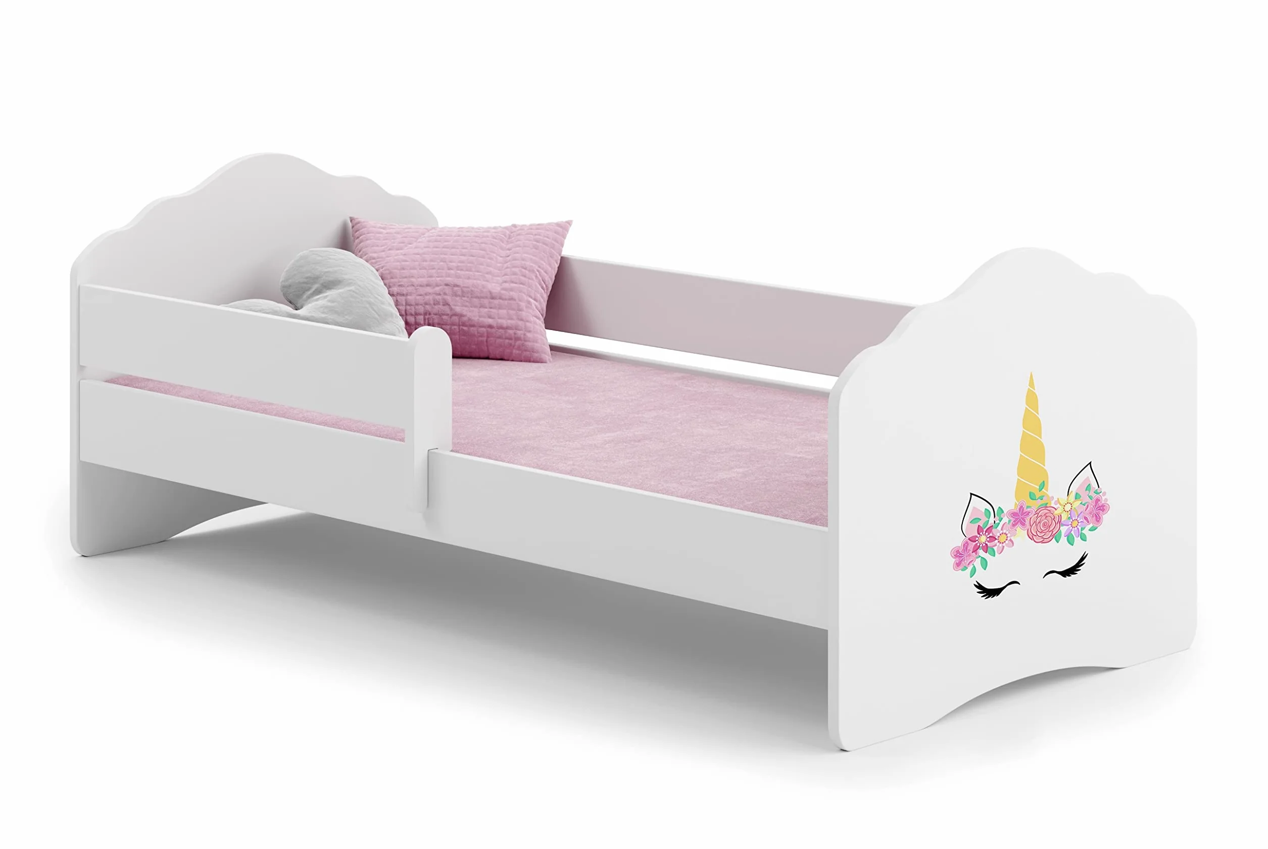 MEBLEKO Letto per bambini FALA"BELLA ADDORMENTATE" 140x70 ringhiera, materasso, telaio