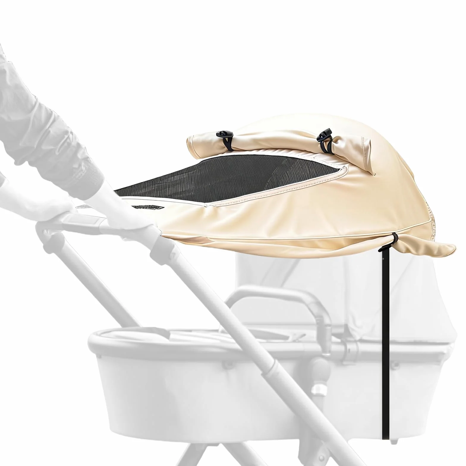 WD&CD Parasole per Passeggino, Telo Parasole per Carrozzina e Passeggino Ombrellini Parasole Universale Regolabile UV Protezione Solare Parasole Passeggino - Beige