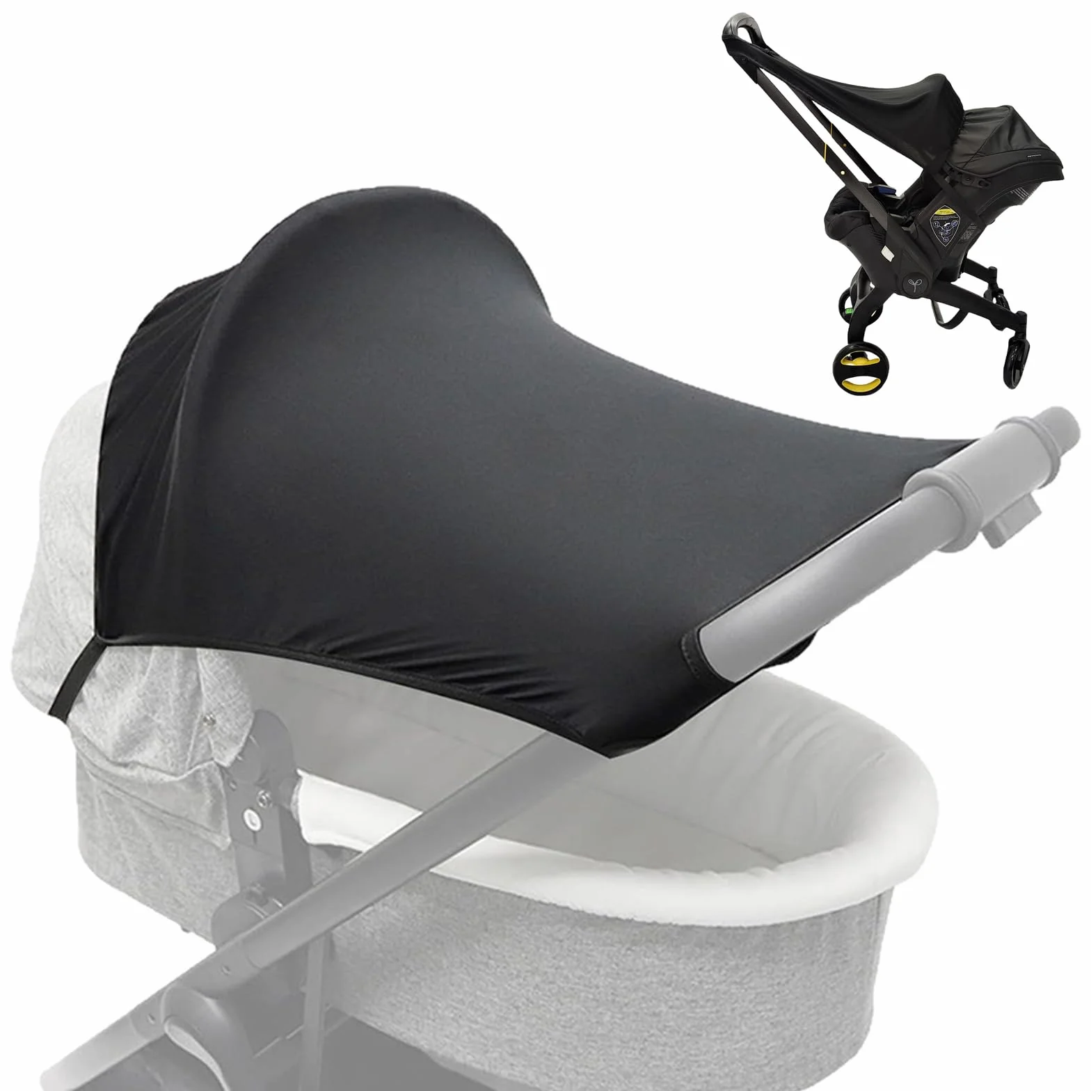 JSTHHTT Capottina per Passeggino con Protezione Solare, Parasole Carrozzina Universale Regolabile con Protezione UV 50, Parasole Elastico, Traspirante, Colore Nero