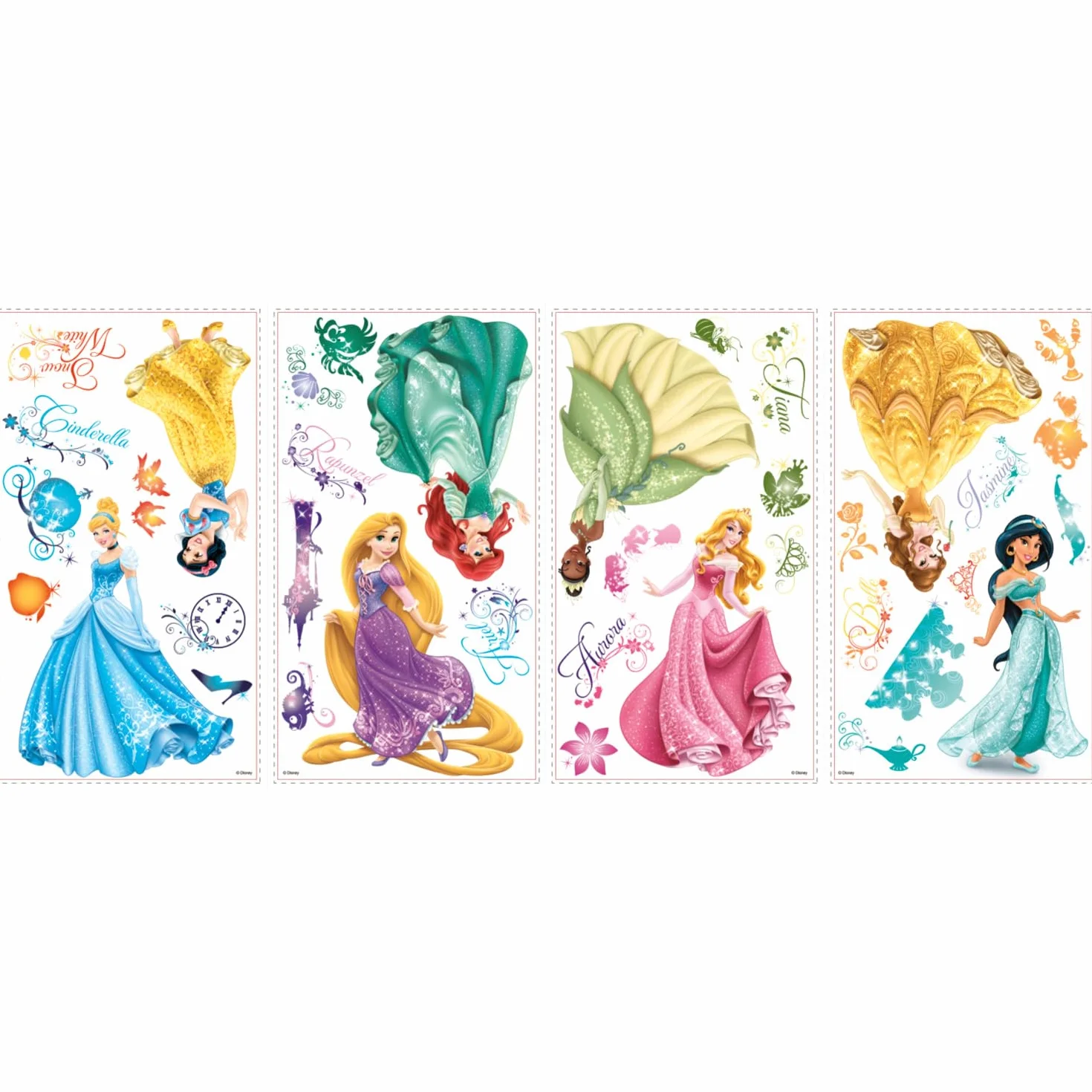 Roommates 21990 - Principesse Disney Adesivi da Parete con Glitter