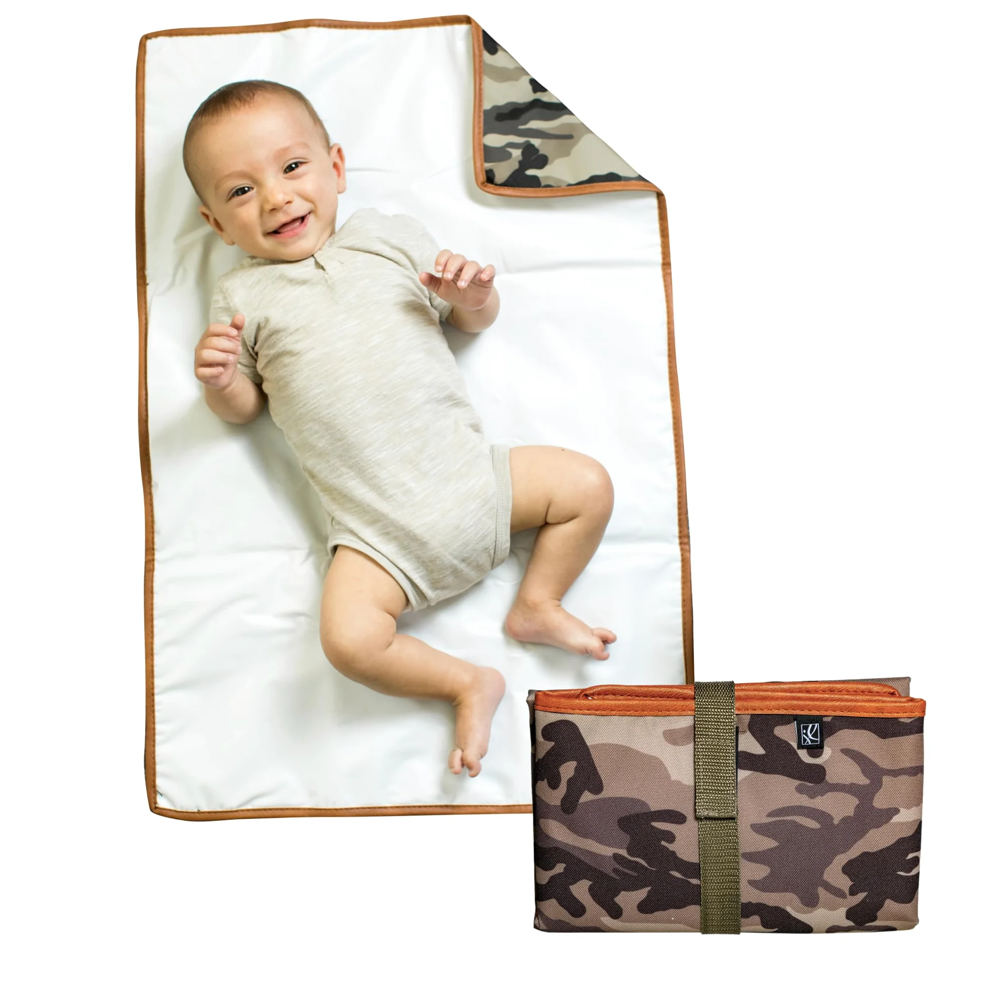 J.L. Childress Fasciatoio portatile a corpo intero, completamente imbottito per il comfort del bambino, impermeabile, si apre a 48,3 x 76,2 cm, mimetico