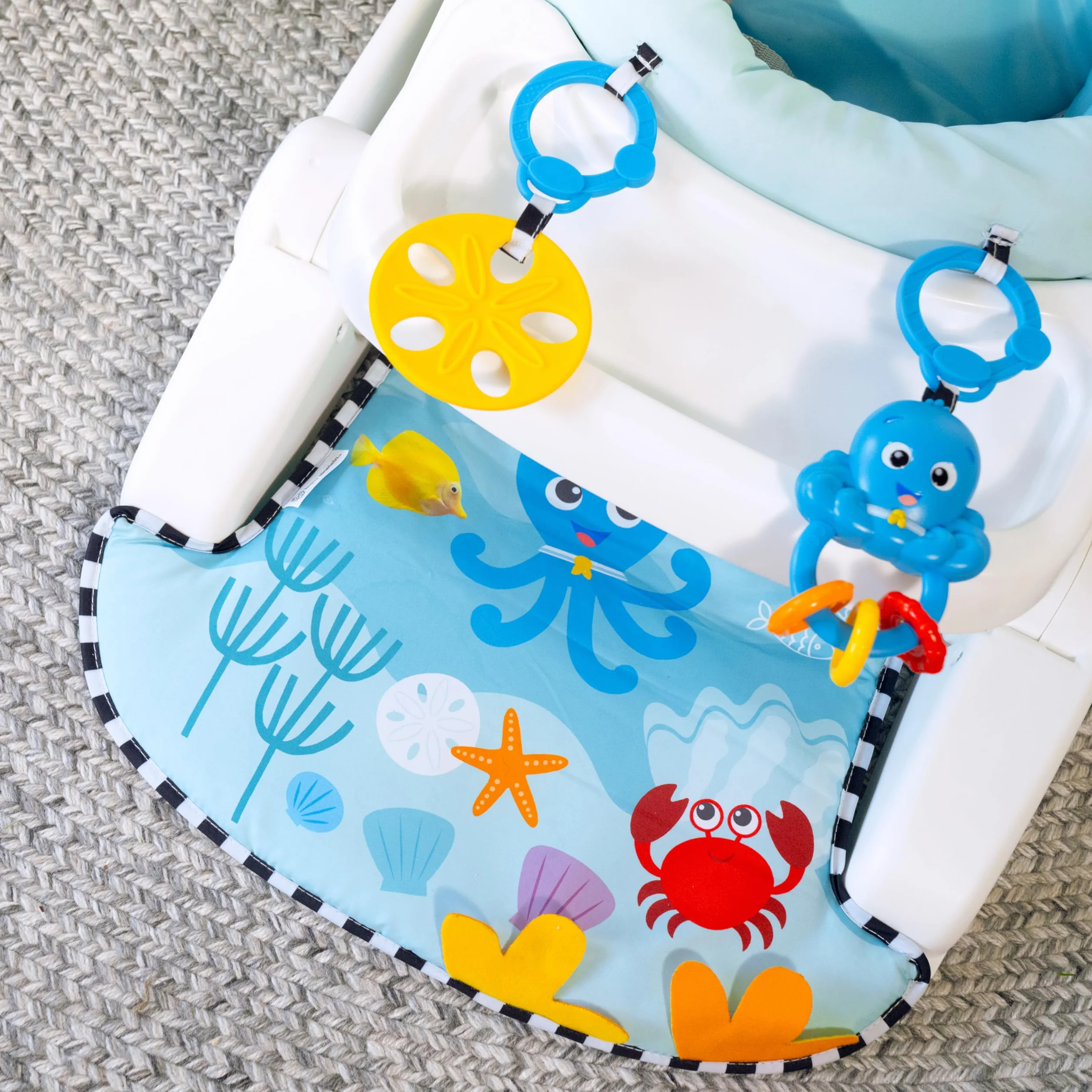 Baby Einstein, Seggiolino da pavimento 2 in -1 Sea of Support, con vassoio rimovibile e giocattoli