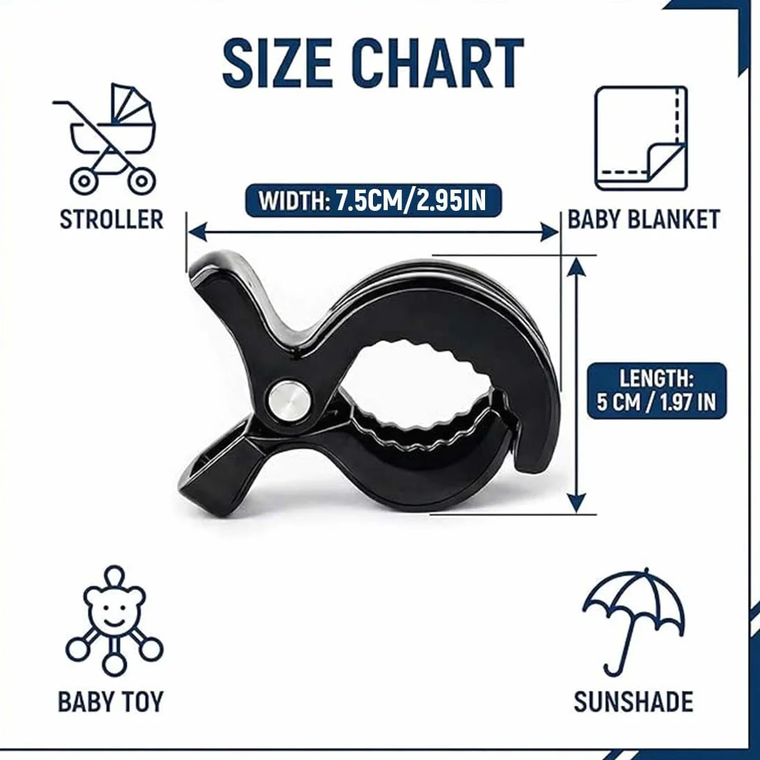 Clip Passeggino 6 Pezzi Nero Standard Clip Fermagli Universali Passeggini Sedie A Rotelle